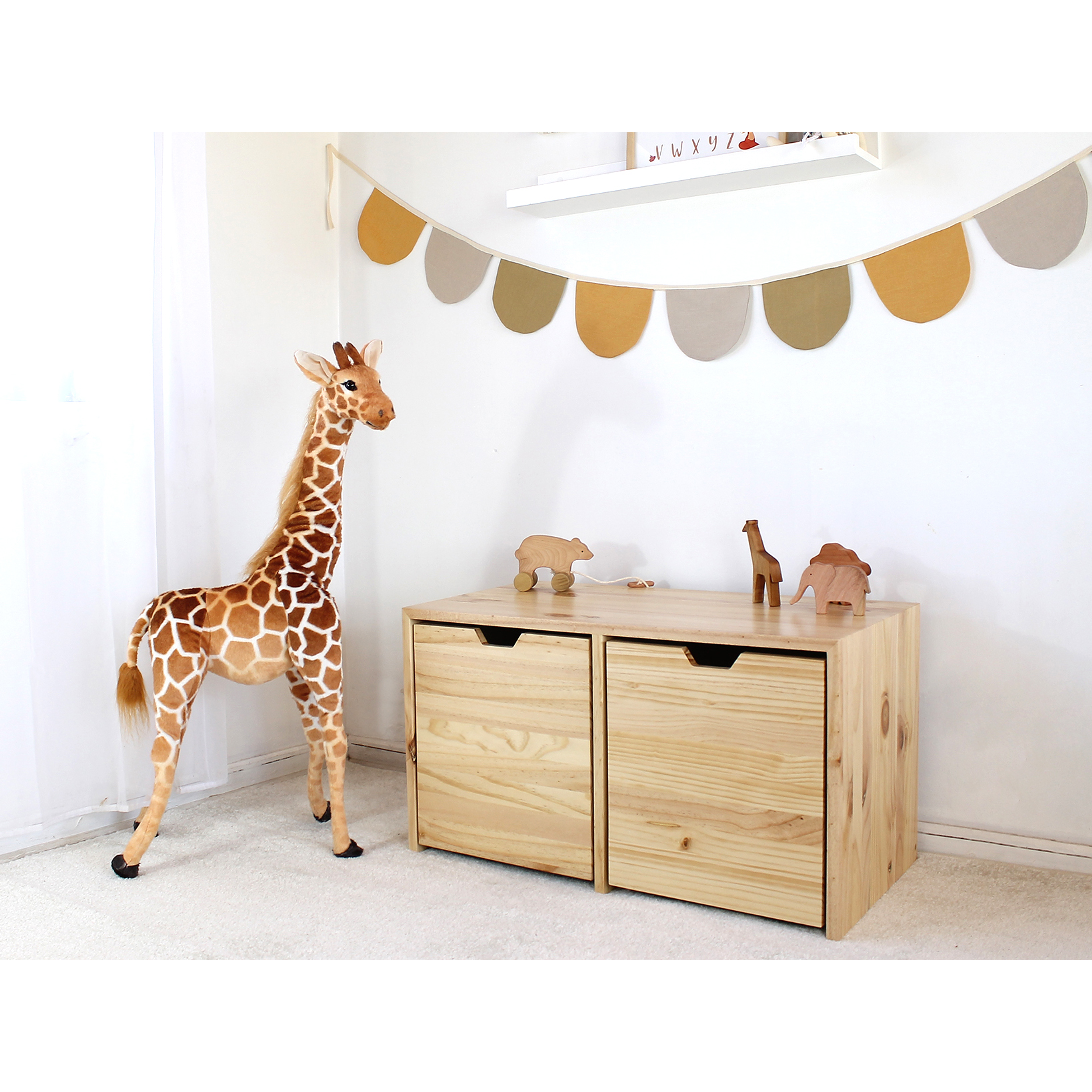 Mueble organizador de madera natural / cajones con ruedas ocultas (opción 2, 3 o 4 cajones)  1