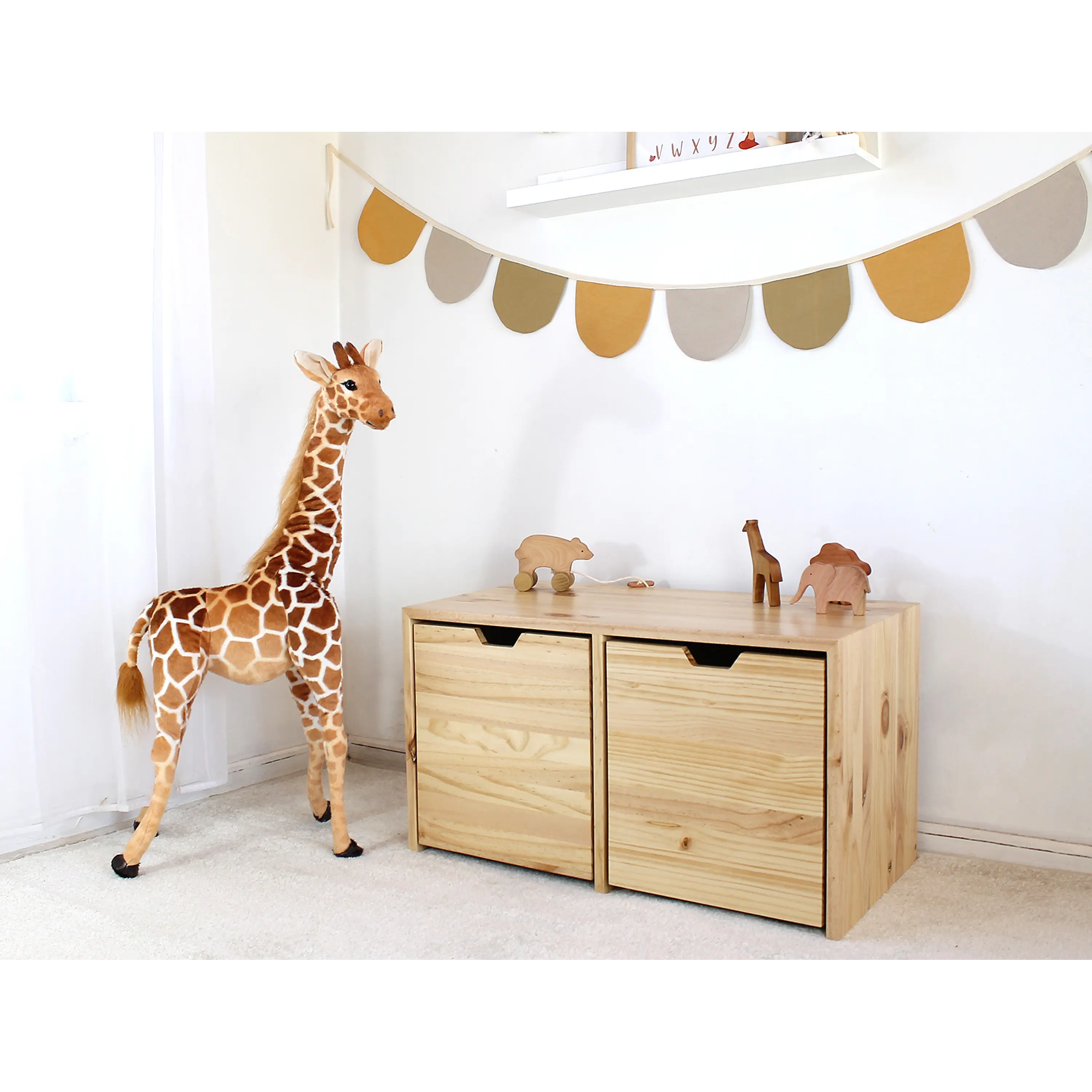 Mueble organizador de madera natural / cajones con ruedas ocultas (opción 2, 3 o 4 cajones)  1