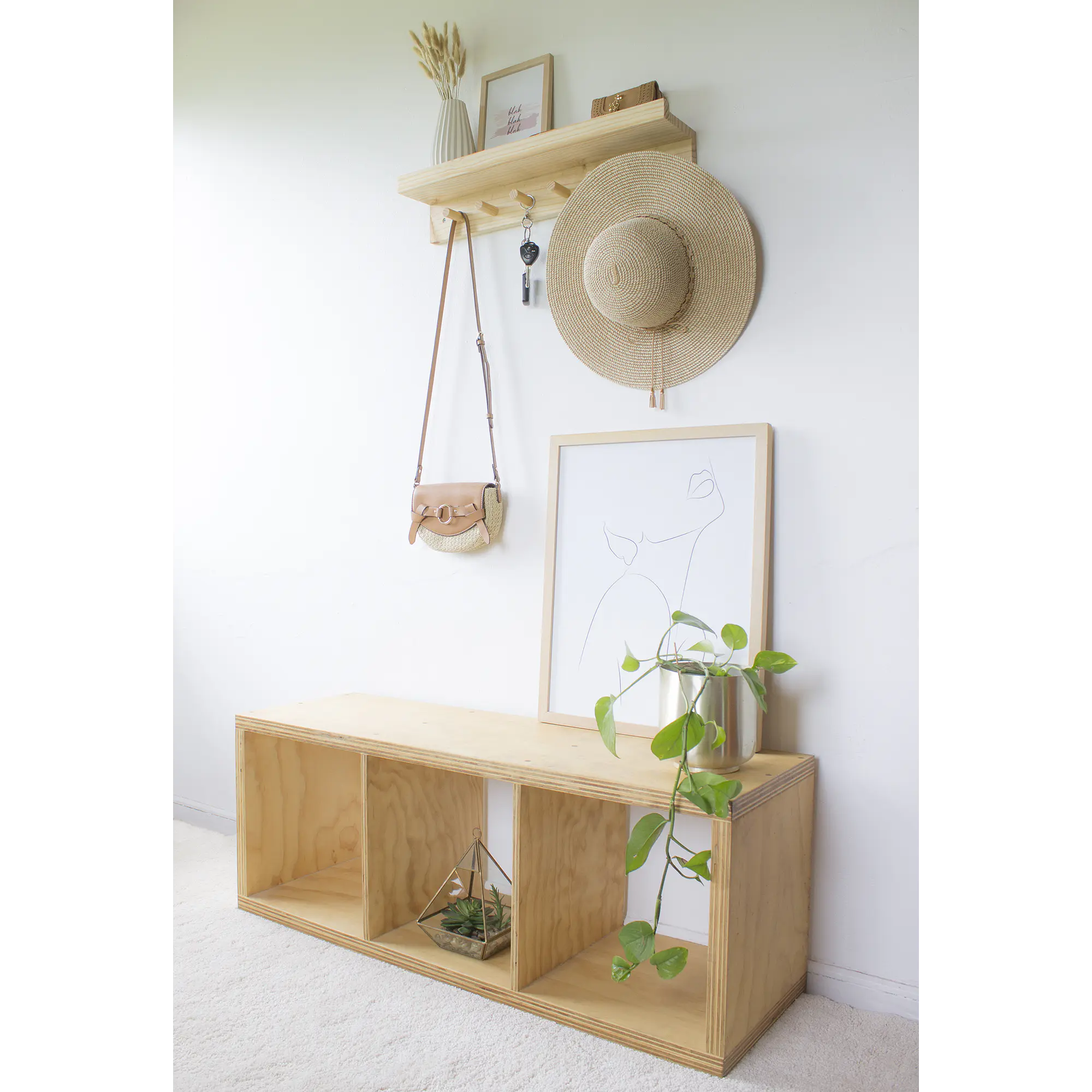 Repisa perchero RIBE MADERA (opción colores y medidas)   7
