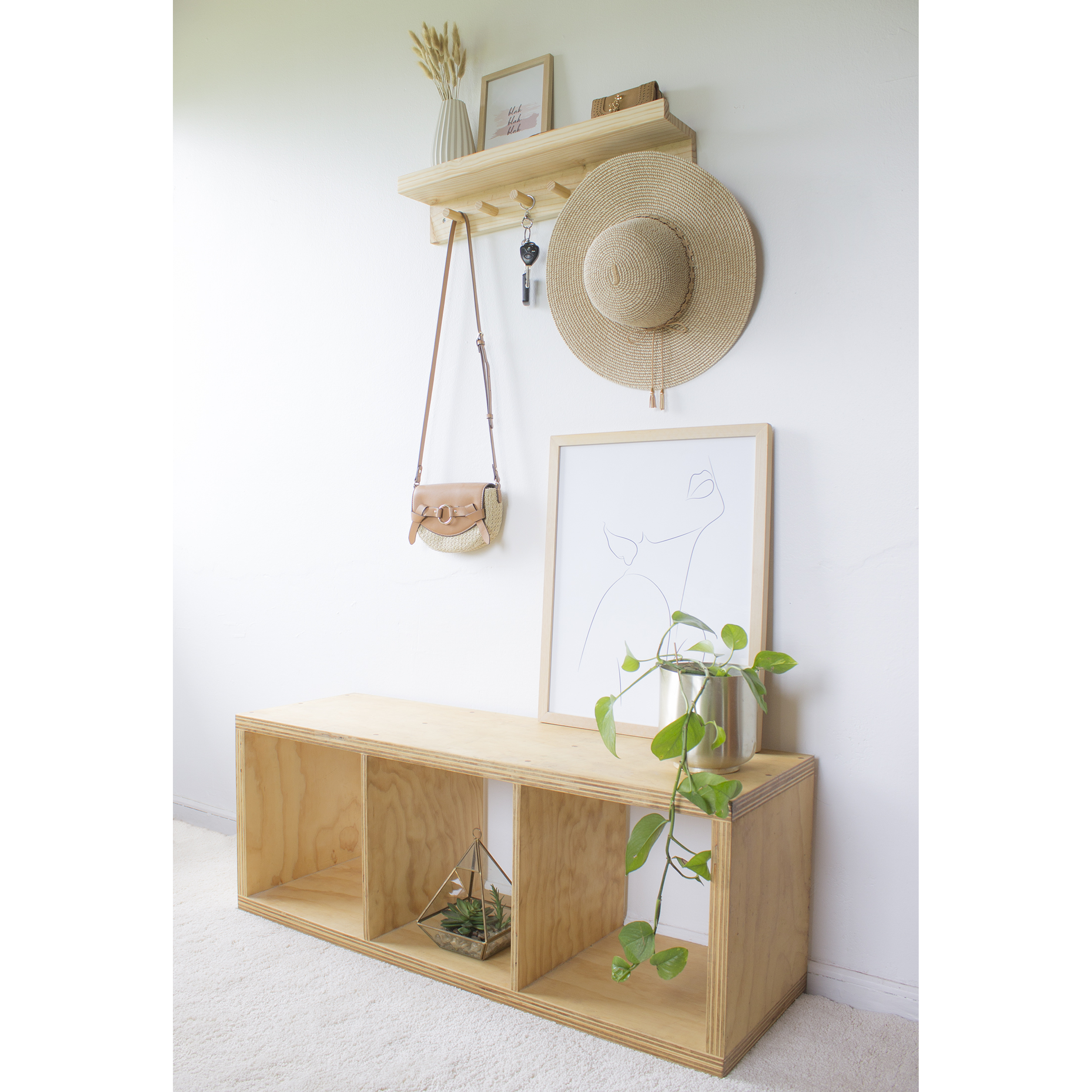 Repisa perchero RIBE MADERA (opción colores y medidas)   2