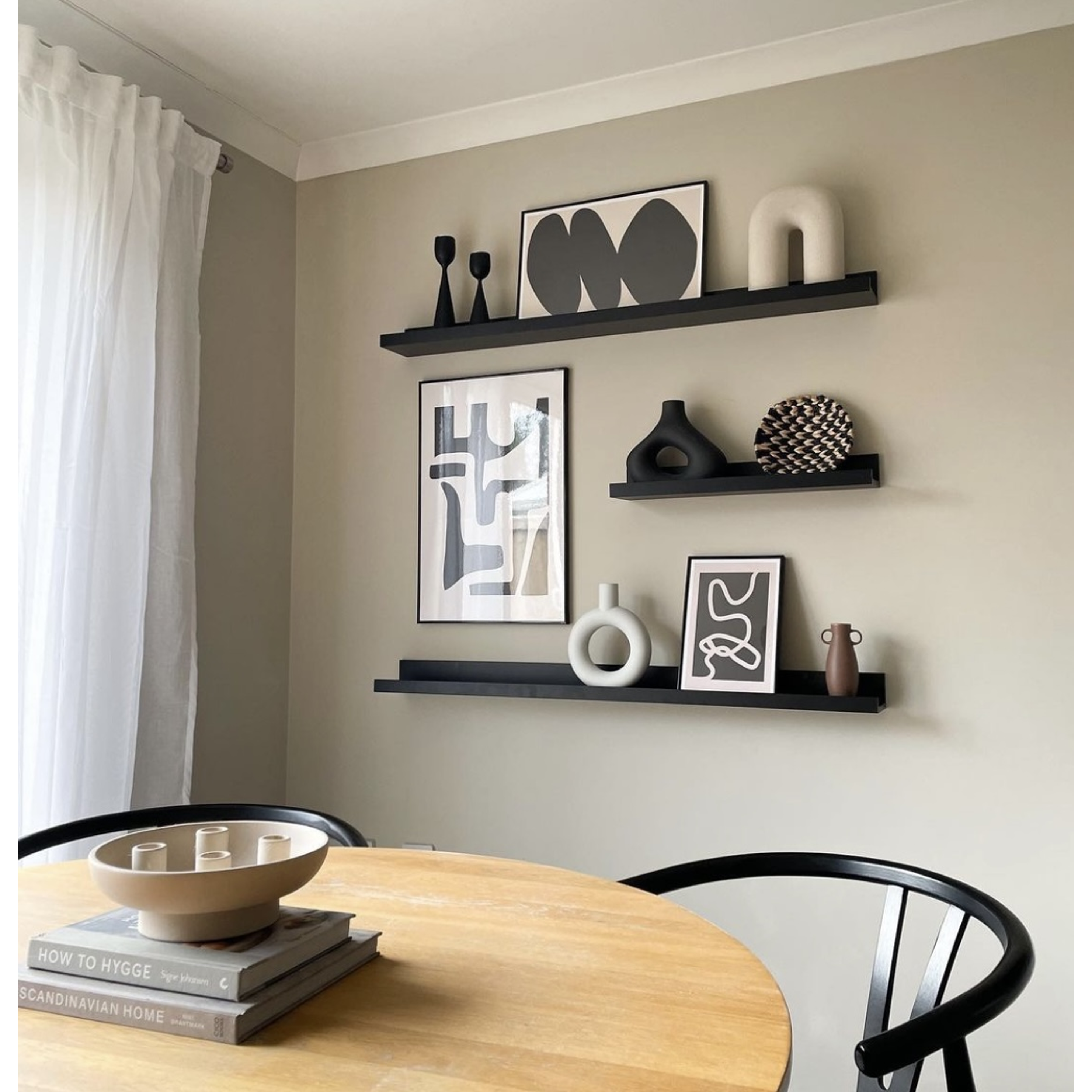 Repisa Lineal de madera / Tinte negro (valor unitario)  5