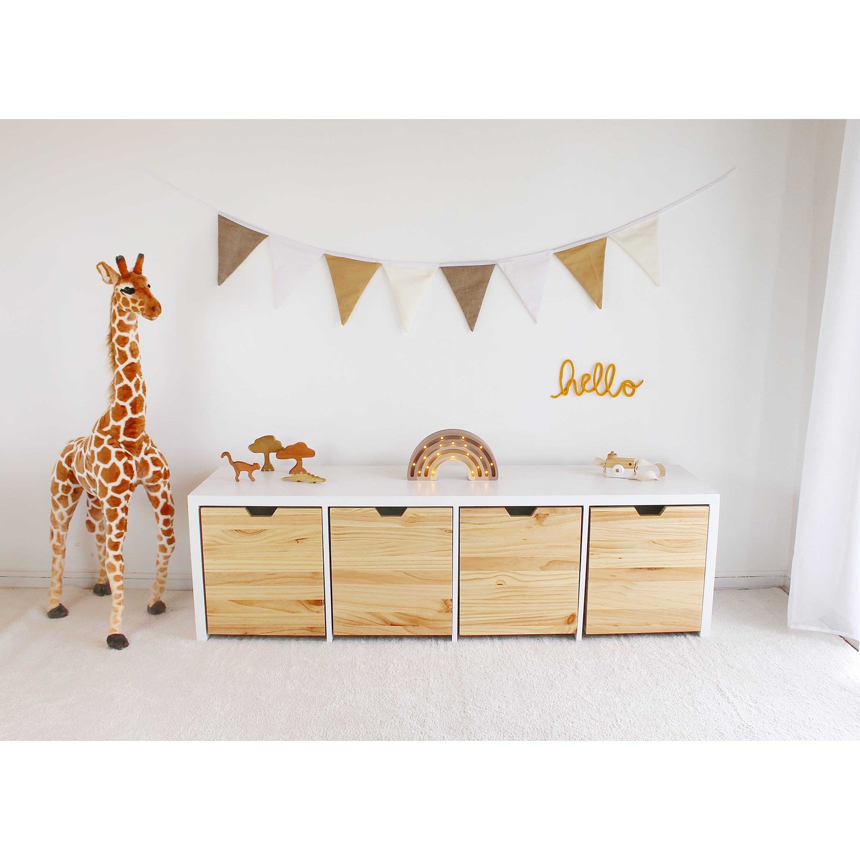 Mueble Juguetero Infantil blanco / madera con ruedas (opción 2, 3, 4 y 5 cajones)  4