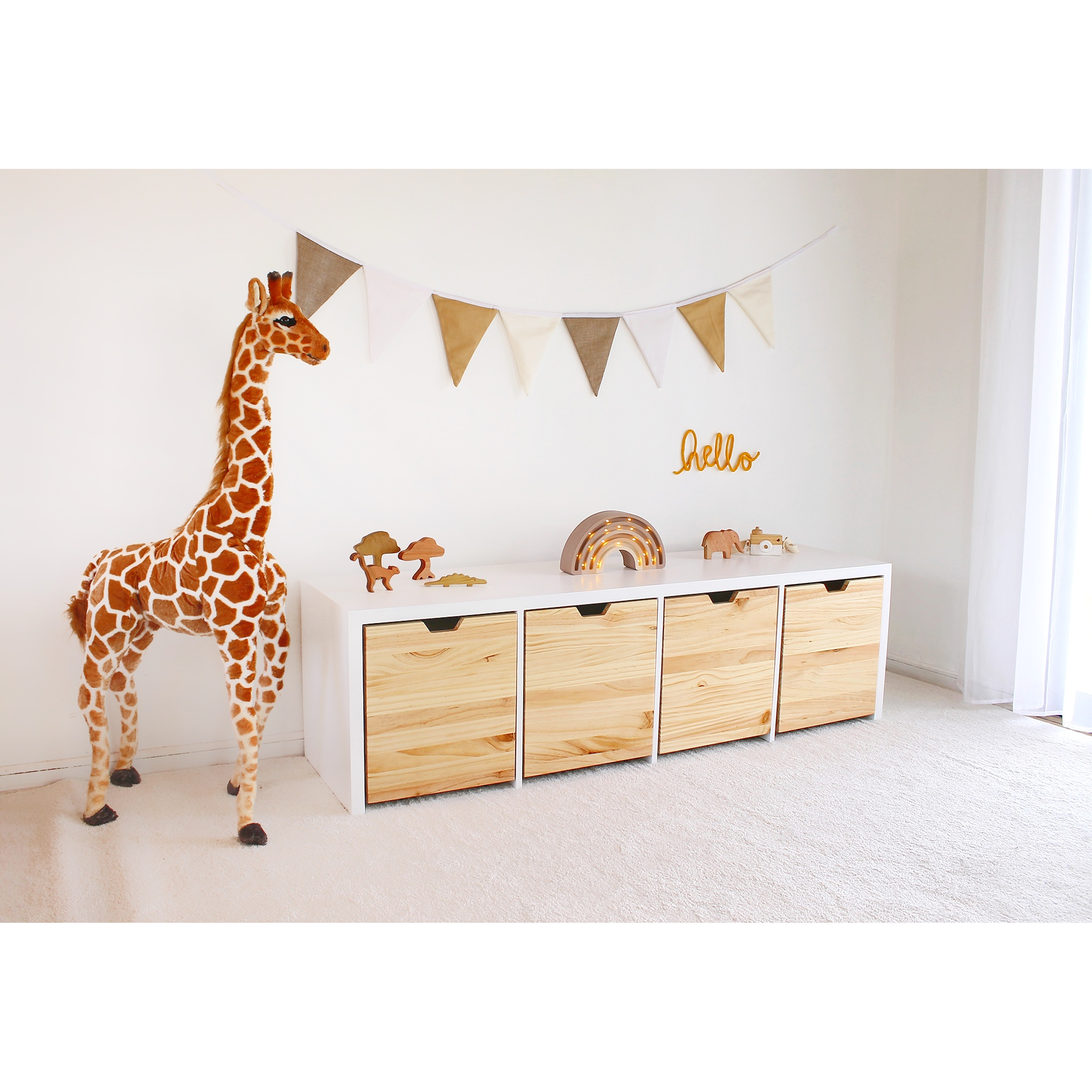 Mueble Juguetero Infantil blanco / madera con ruedas (opción 2, 3, 4 y 5 cajones)  1