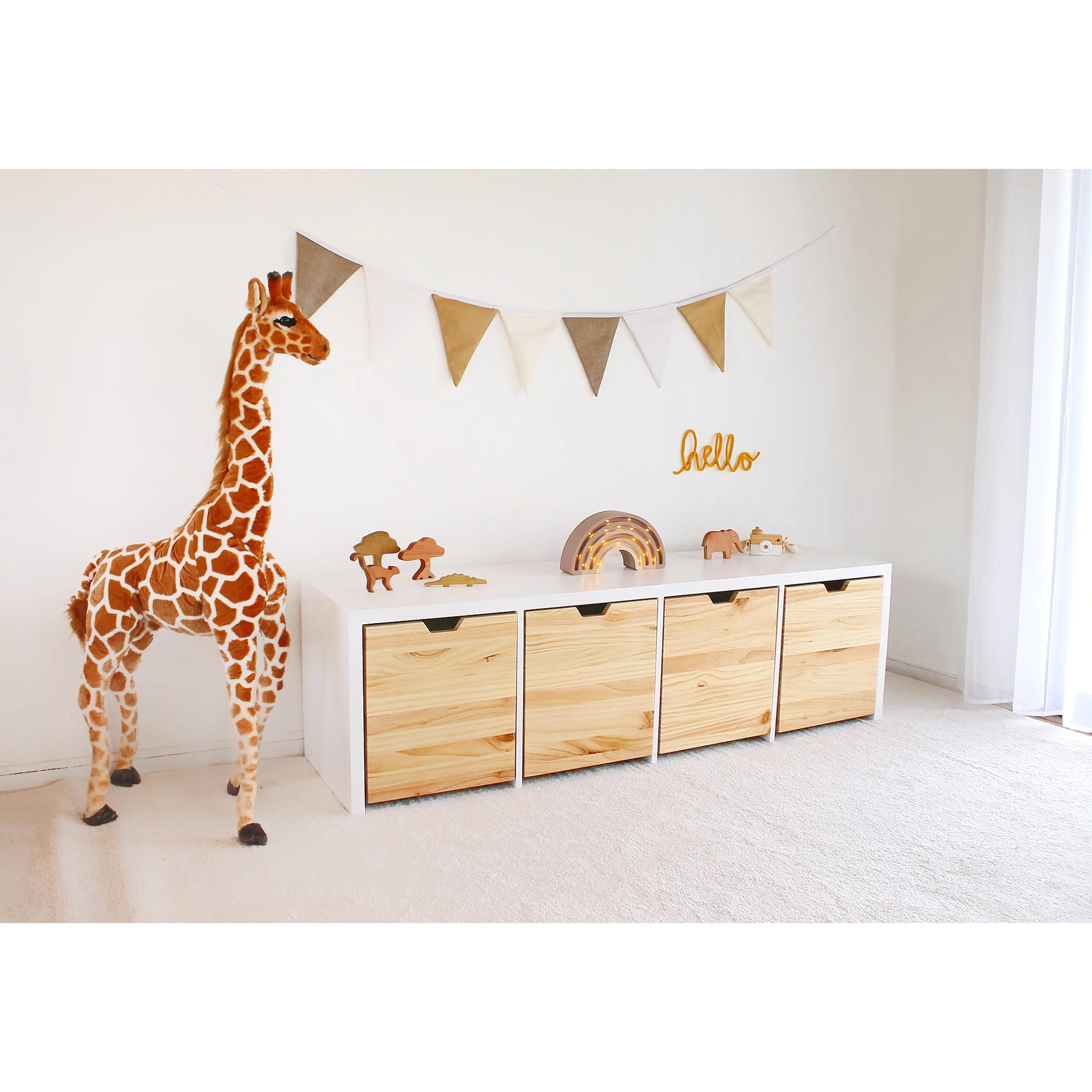 Mueble Juguetero Infantil blanco / madera con ruedas (opción 2, 3, 4 y 5 cajones)  1