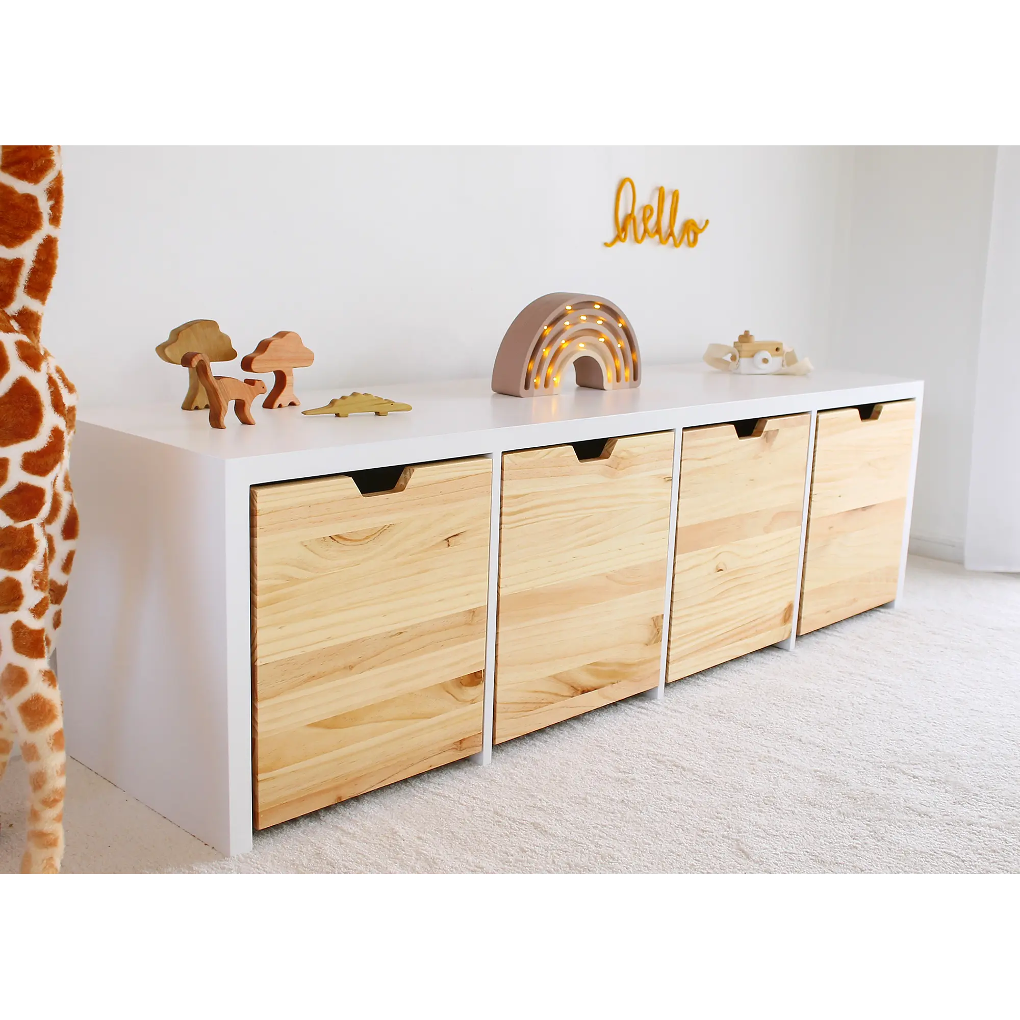 Mueble Juguetero Infantil blanco / madera con ruedas (opción 2, 3, 4 y 5 cajones)  5