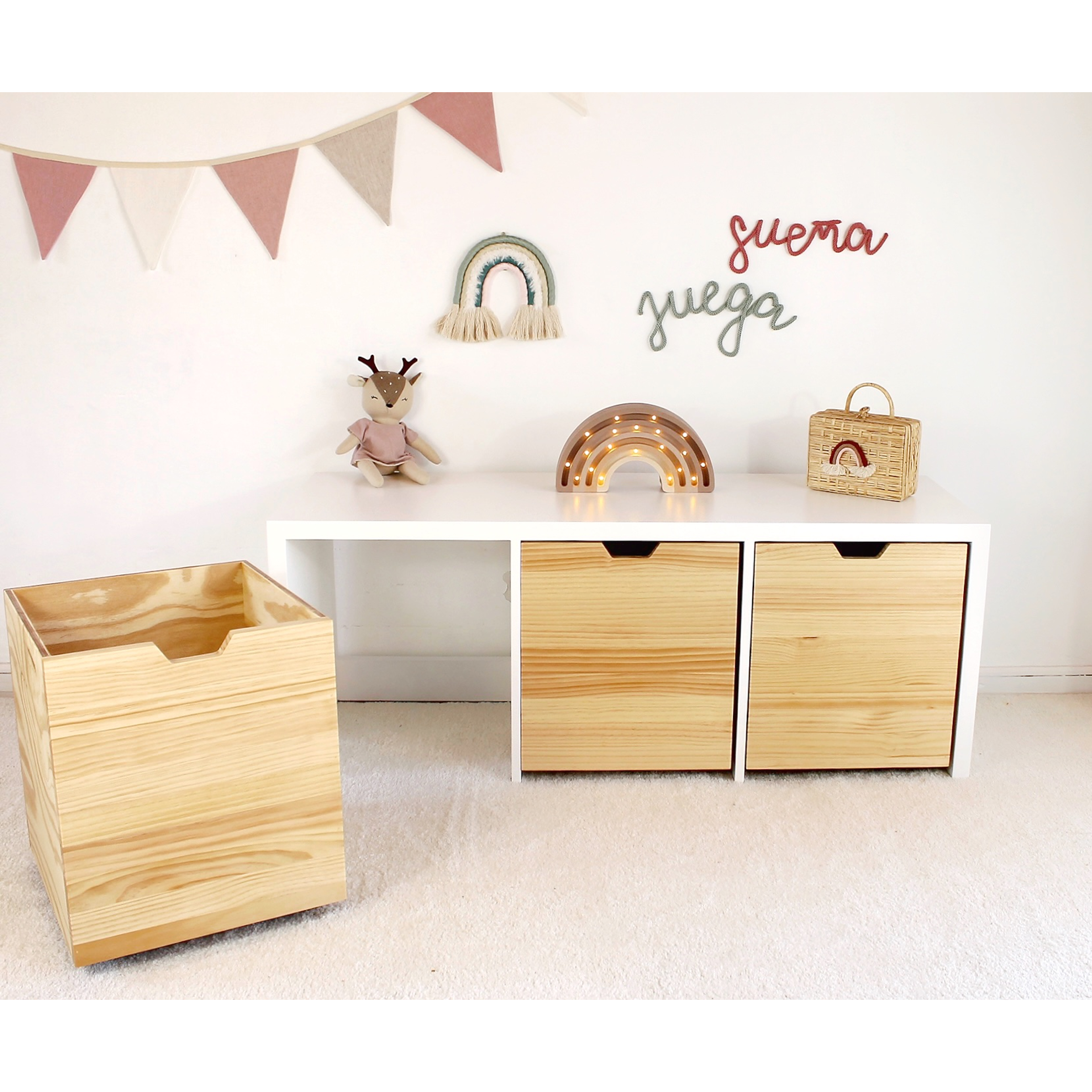 Mueble Juguetero Infantil blanco / madera con ruedas (opción 2, 3, 4 y 5 cajones)  7