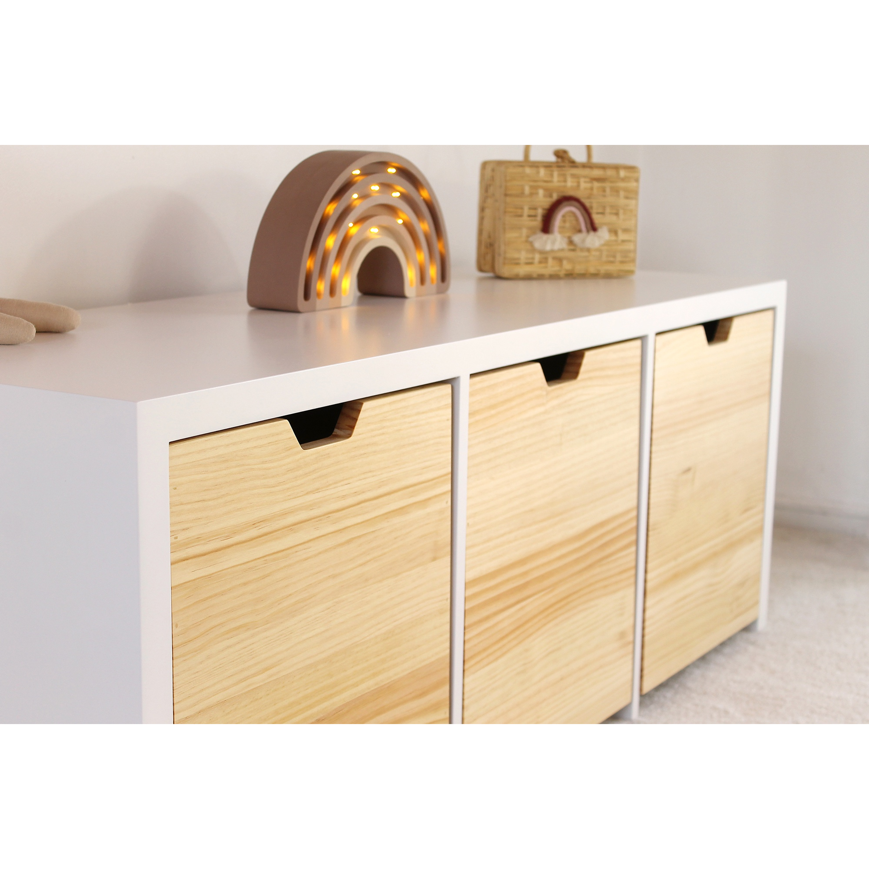 Mueble Juguetero Infantil blanco / madera con ruedas (opción 2, 3, 4 y 5 cajones)  8