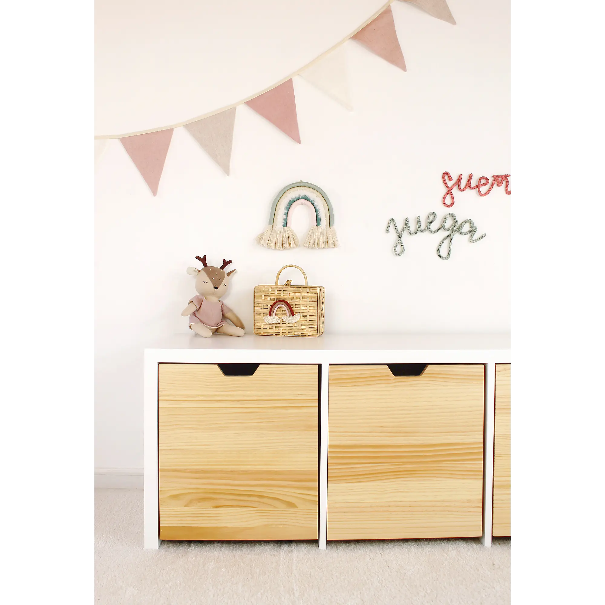 Mueble Juguetero Infantil blanco / madera con ruedas (opción 2, 3, 4 y 5 cajones)  9