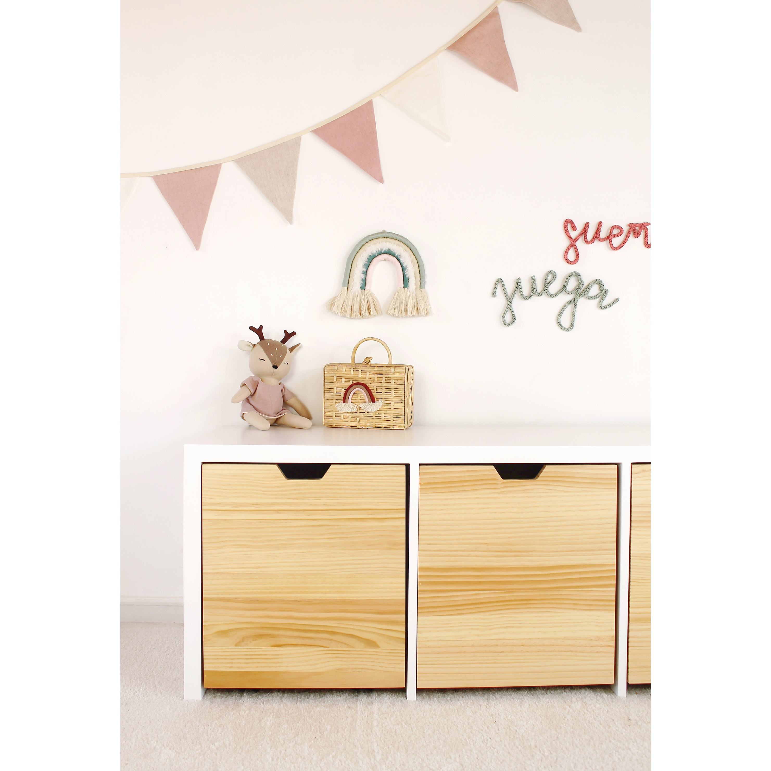 Mueble Juguetero Infantil blanco / madera con ruedas (opción 2, 3, 4 y 5 cajones)  9
