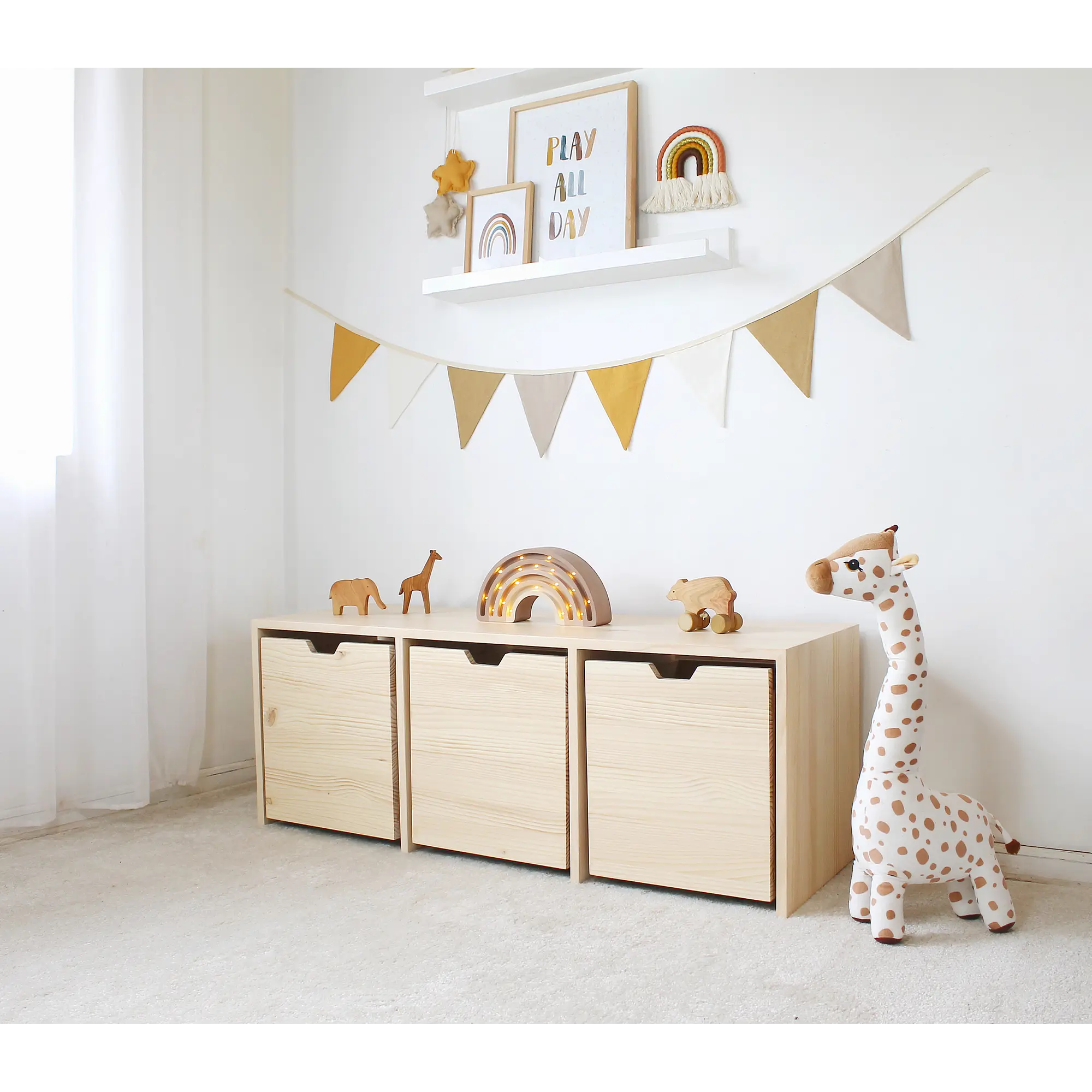 Mueble organizador de madera blanqueada, cajones con ruedas (opción 2, 3 , 4 o 5 ajones) 1