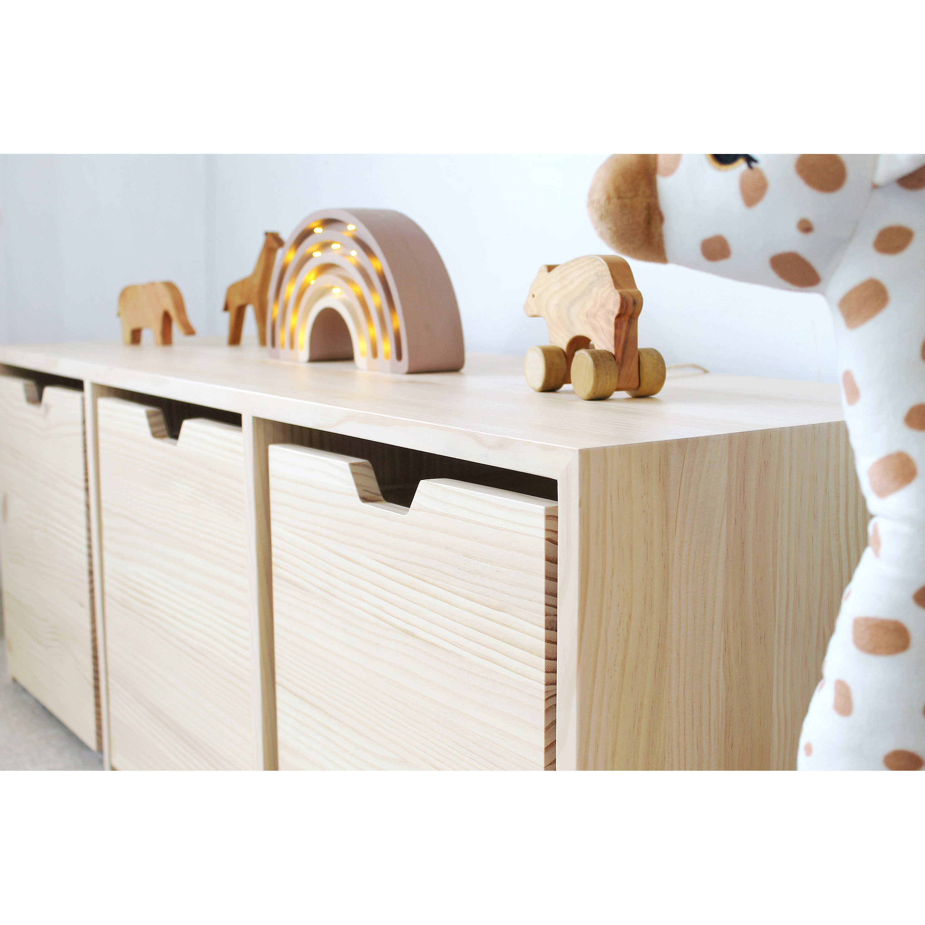 Mueble organizador de madera blanqueada, cajones con ruedas (opción 2, 3 , 4 o 5 ajones) 2