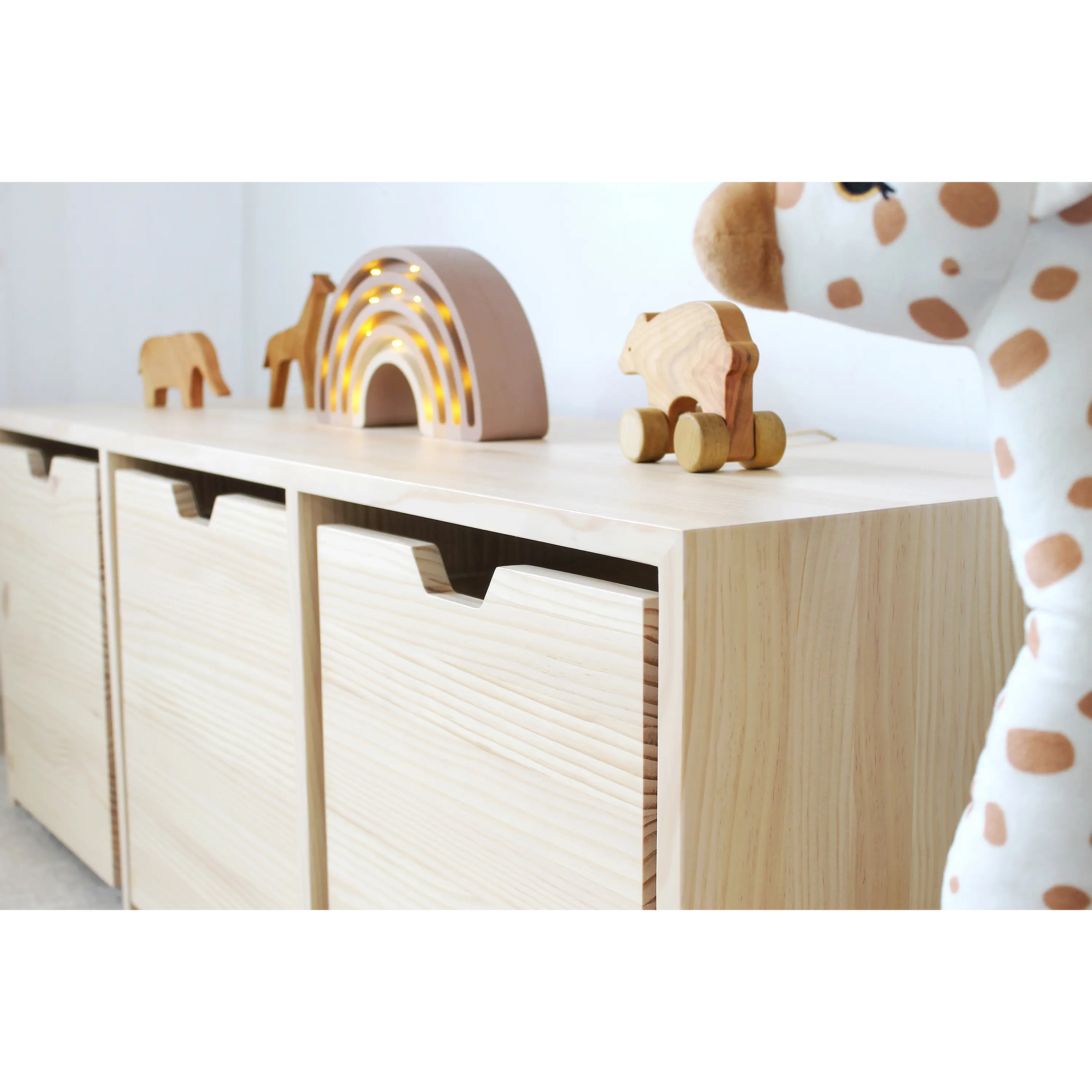 Mueble organizador de madera blanqueada, cajones con ruedas (opción 2, 3 , 4 o 5 ajones) 2
