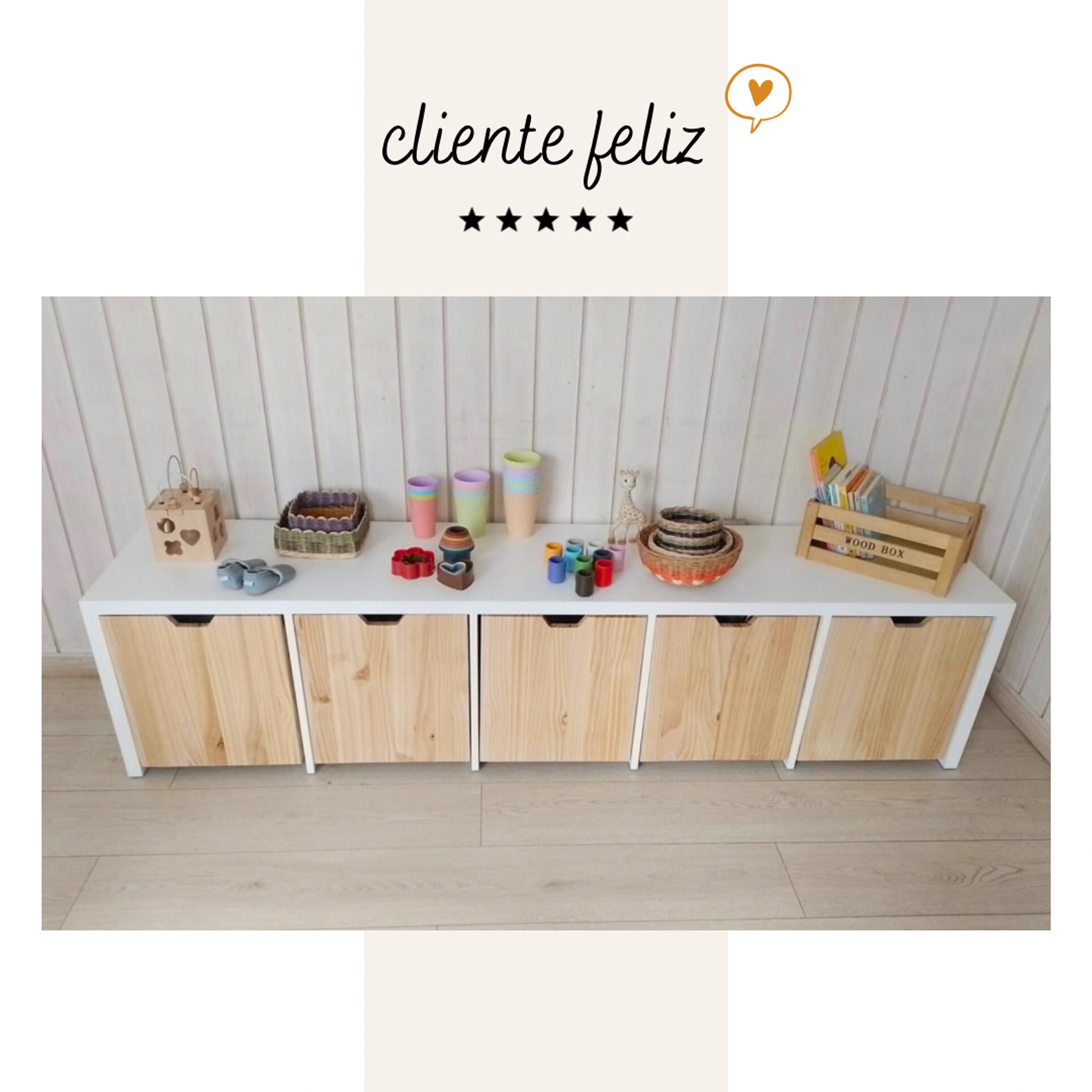 Mueble Juguetero Infantil blanco / madera con ruedas (opción 2, 3, 4 y 5 cajones)  10