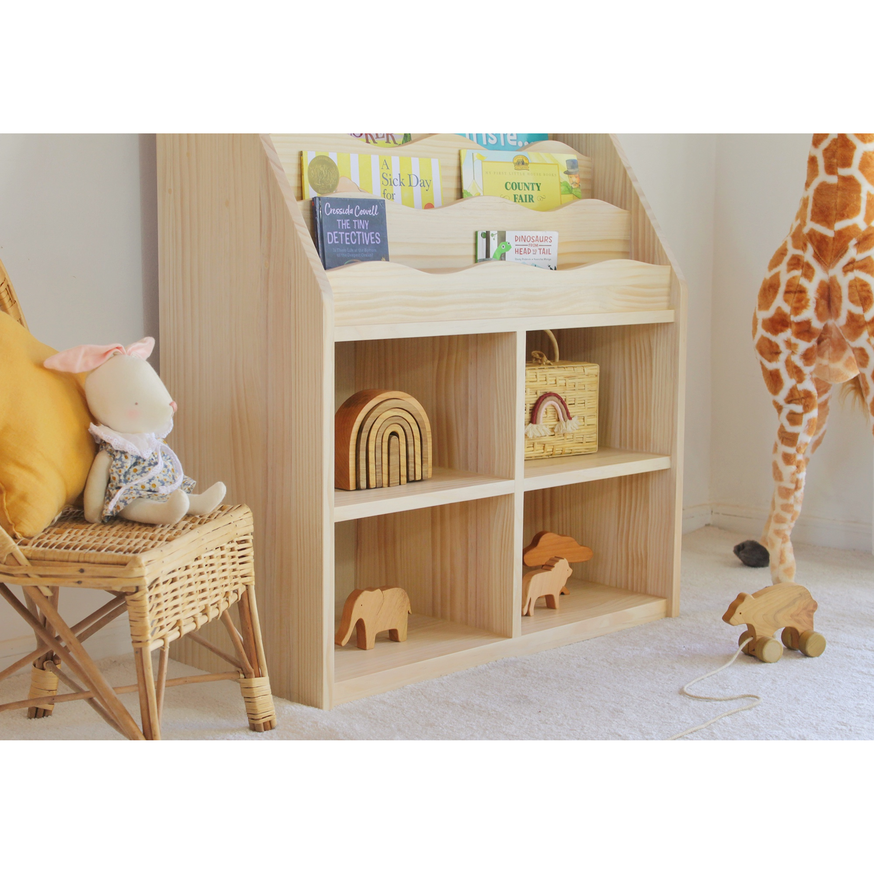 Librero infantil Waves / Mueble madera blanqueada  3