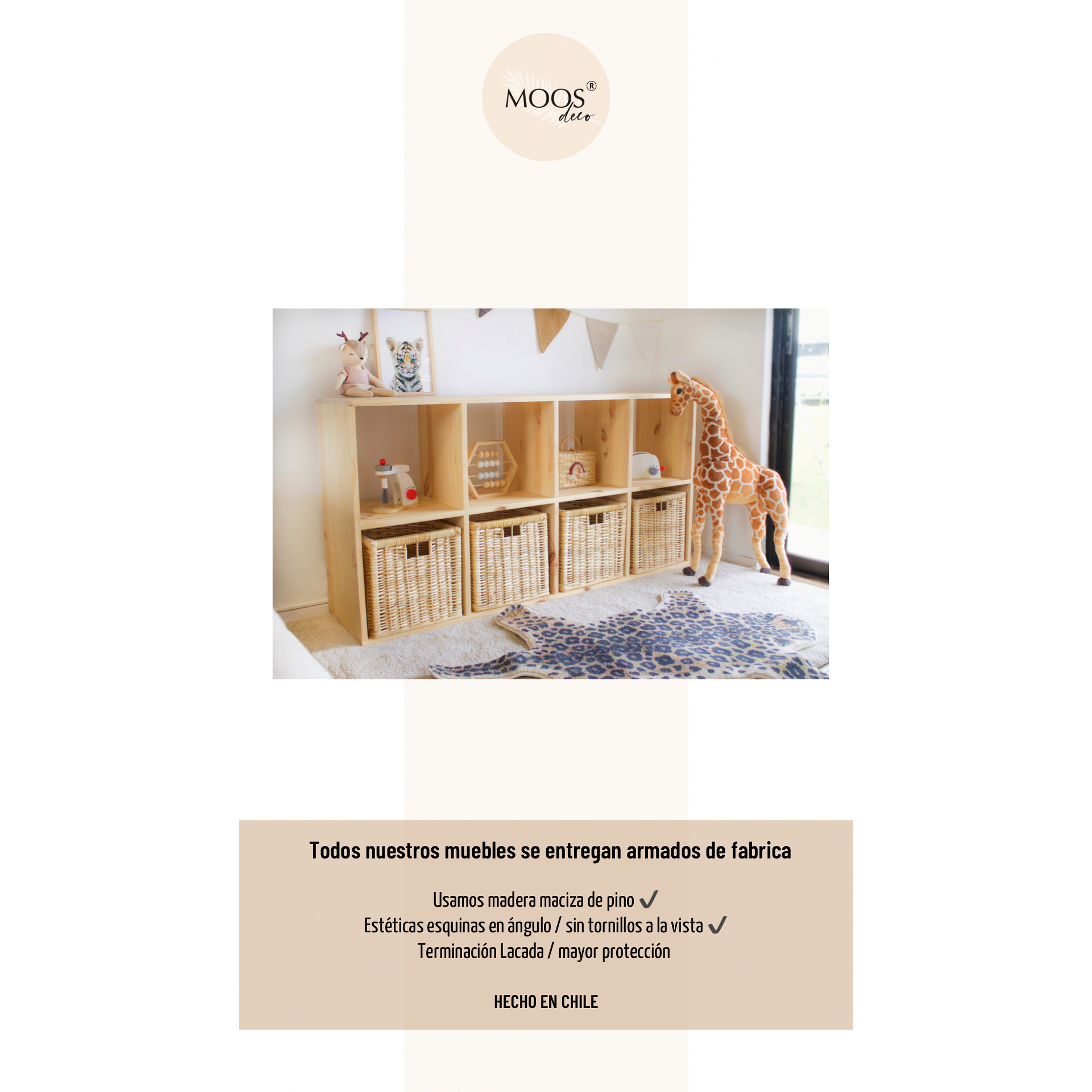 Organizador Infantil 8 espacios horizontal / Madera 2