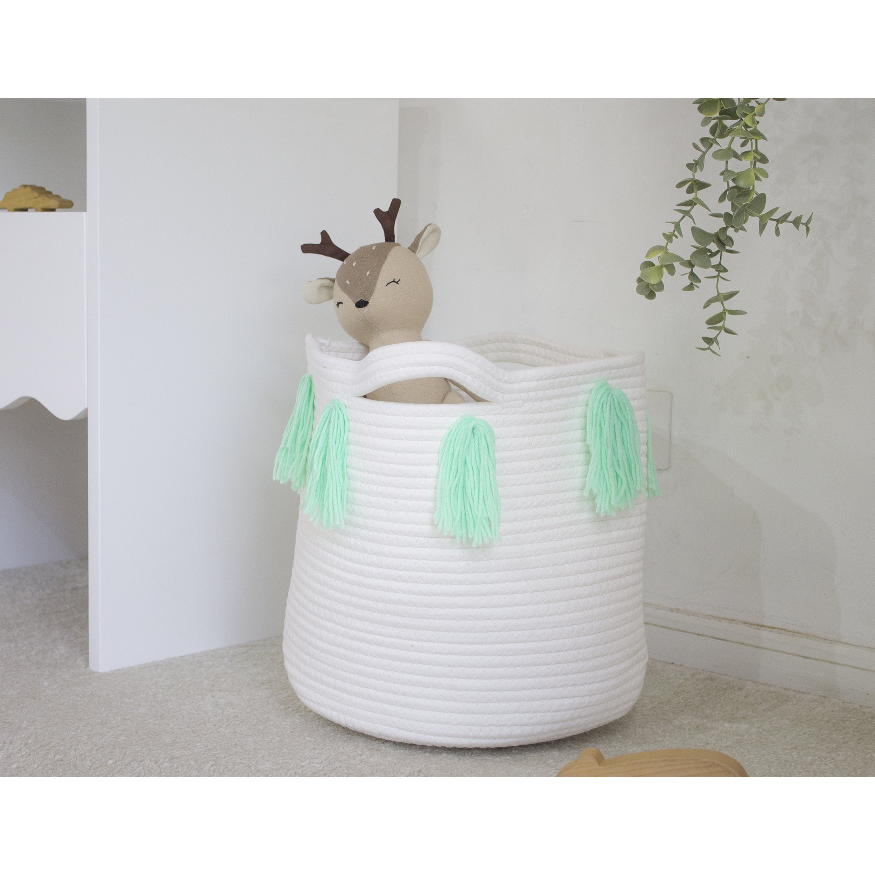 Cesta organizadora de algodón  / Verde  1