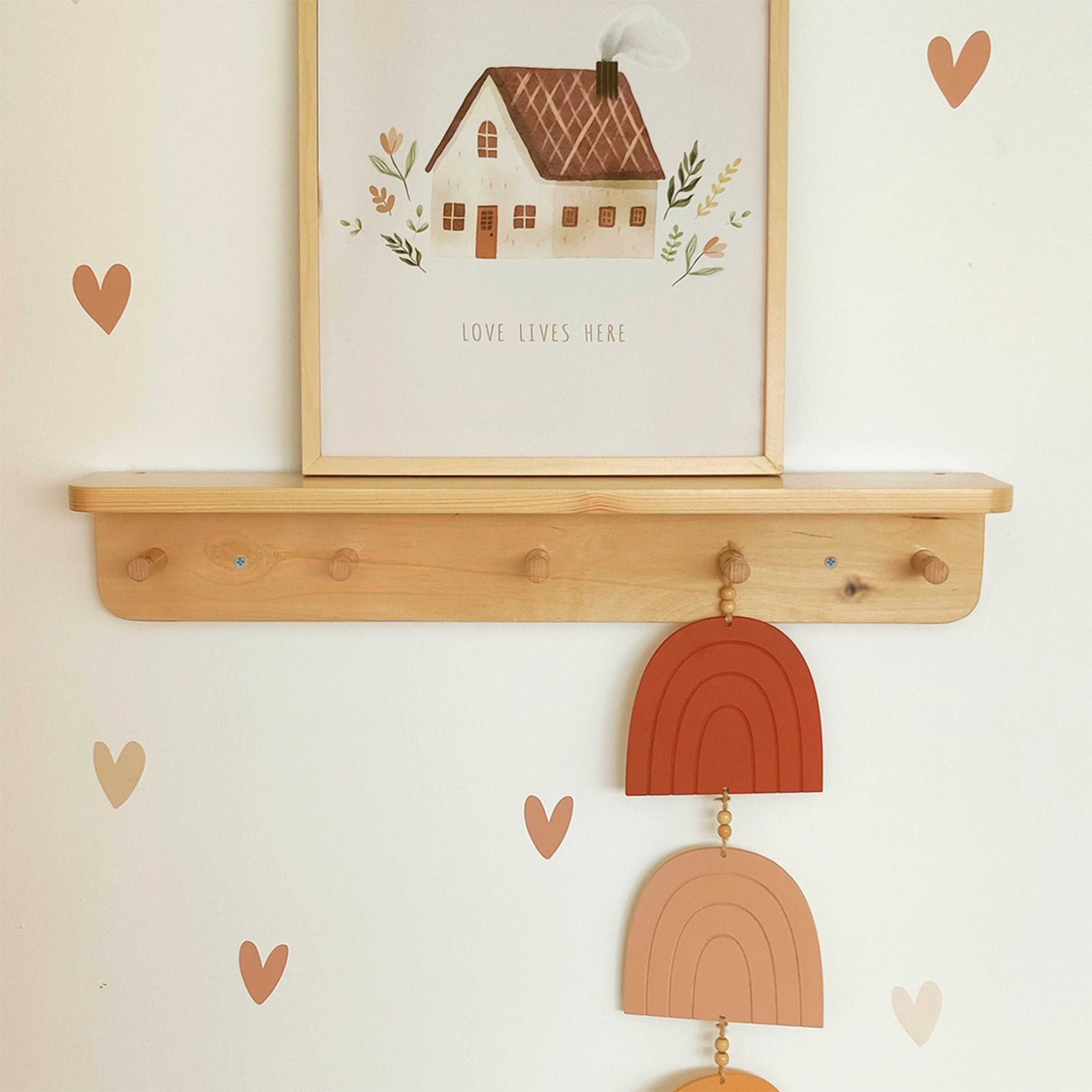 Repisa perchero de madera / Modelo Zibá 1