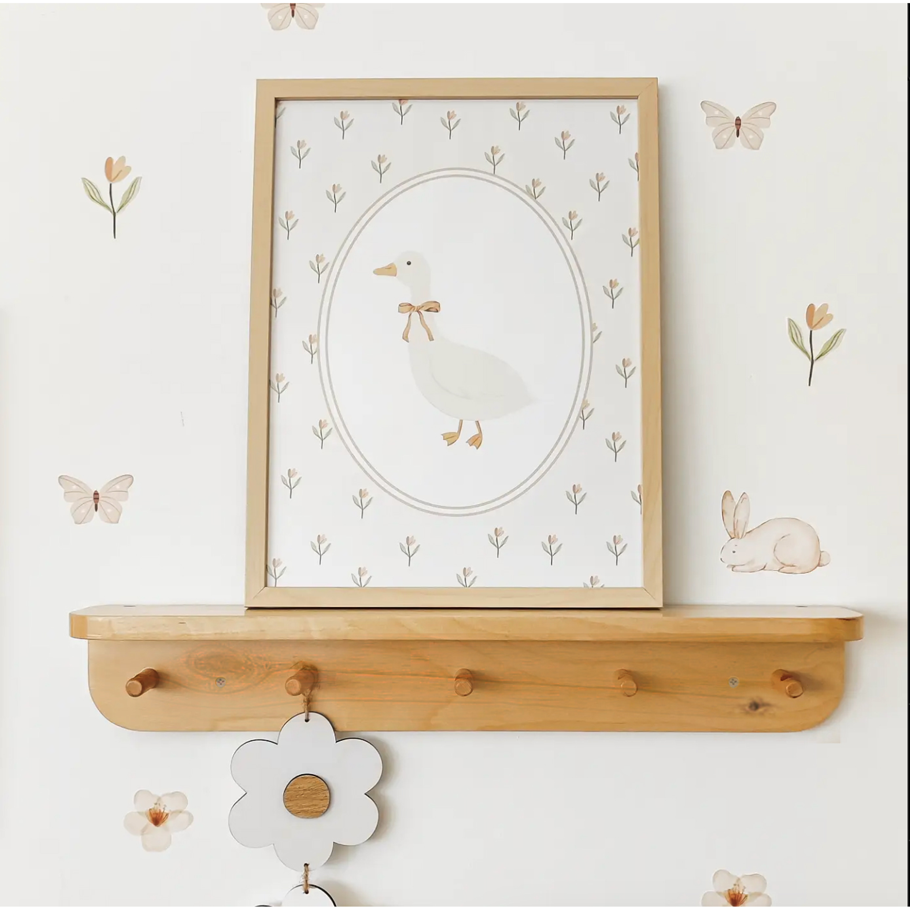 Repisa perchero de madera / Modelo Zibá 2