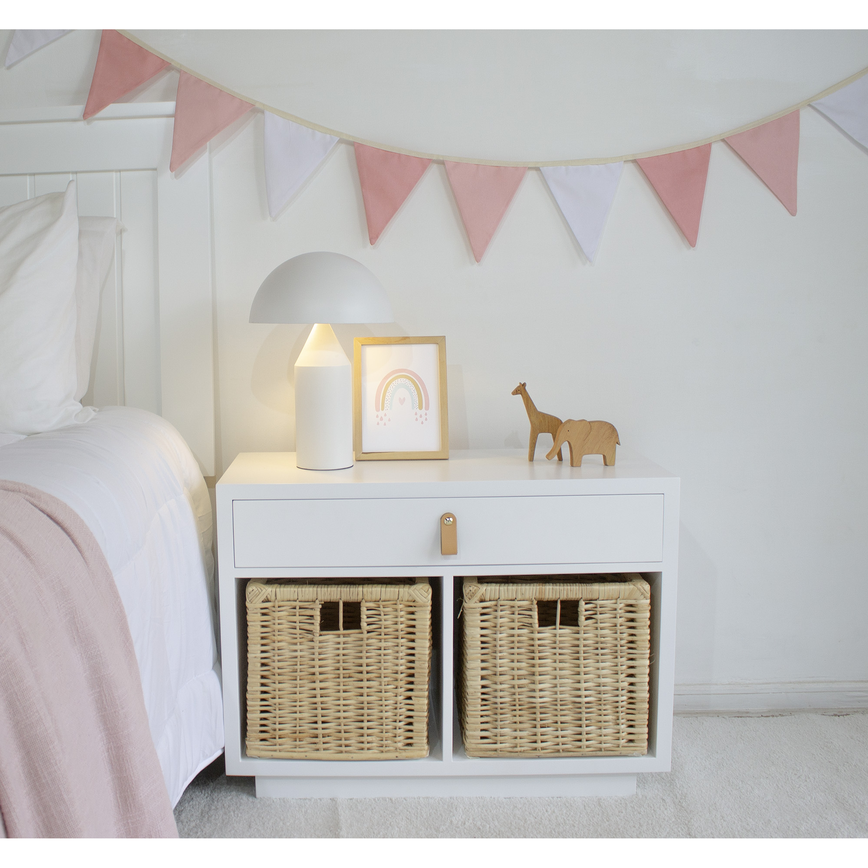 Banderín de tela / Rosa y blanco  2