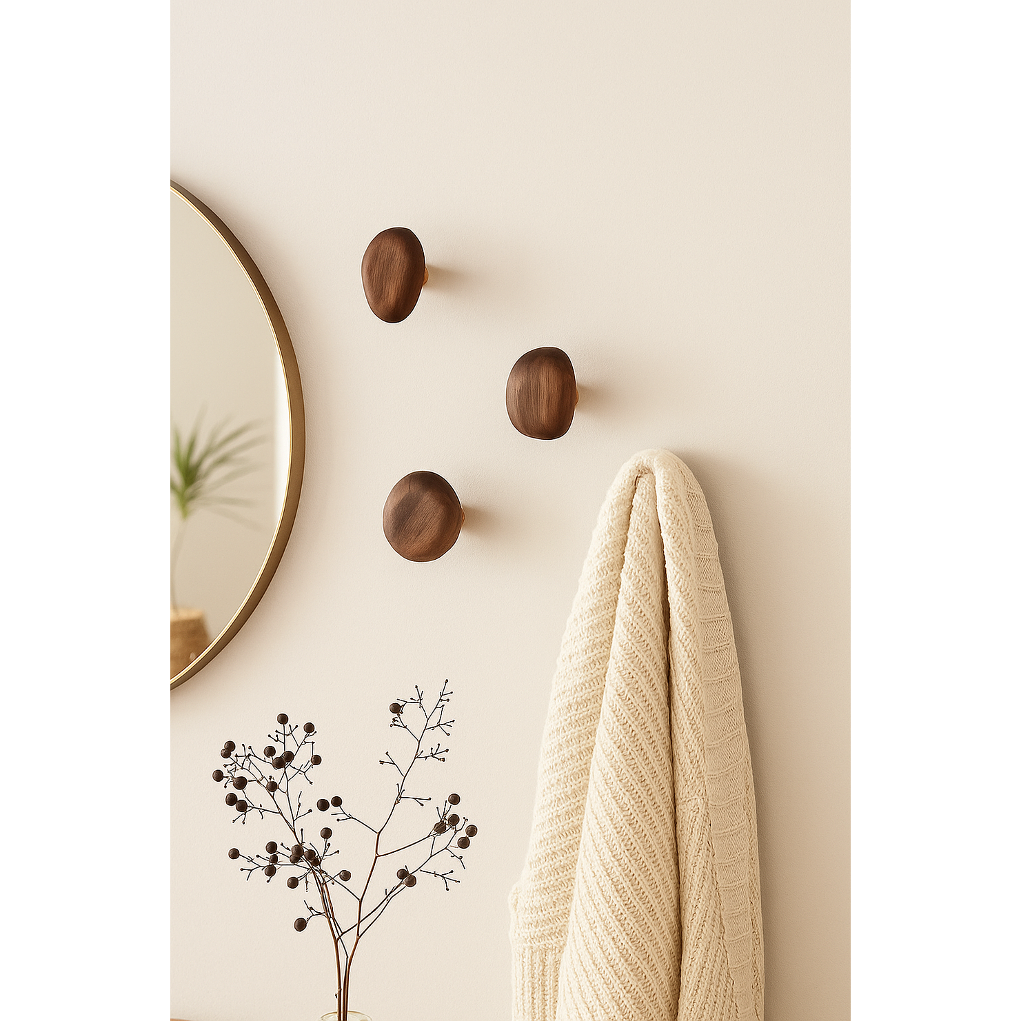 Set 4 percheros de madera diseño orgánico  4