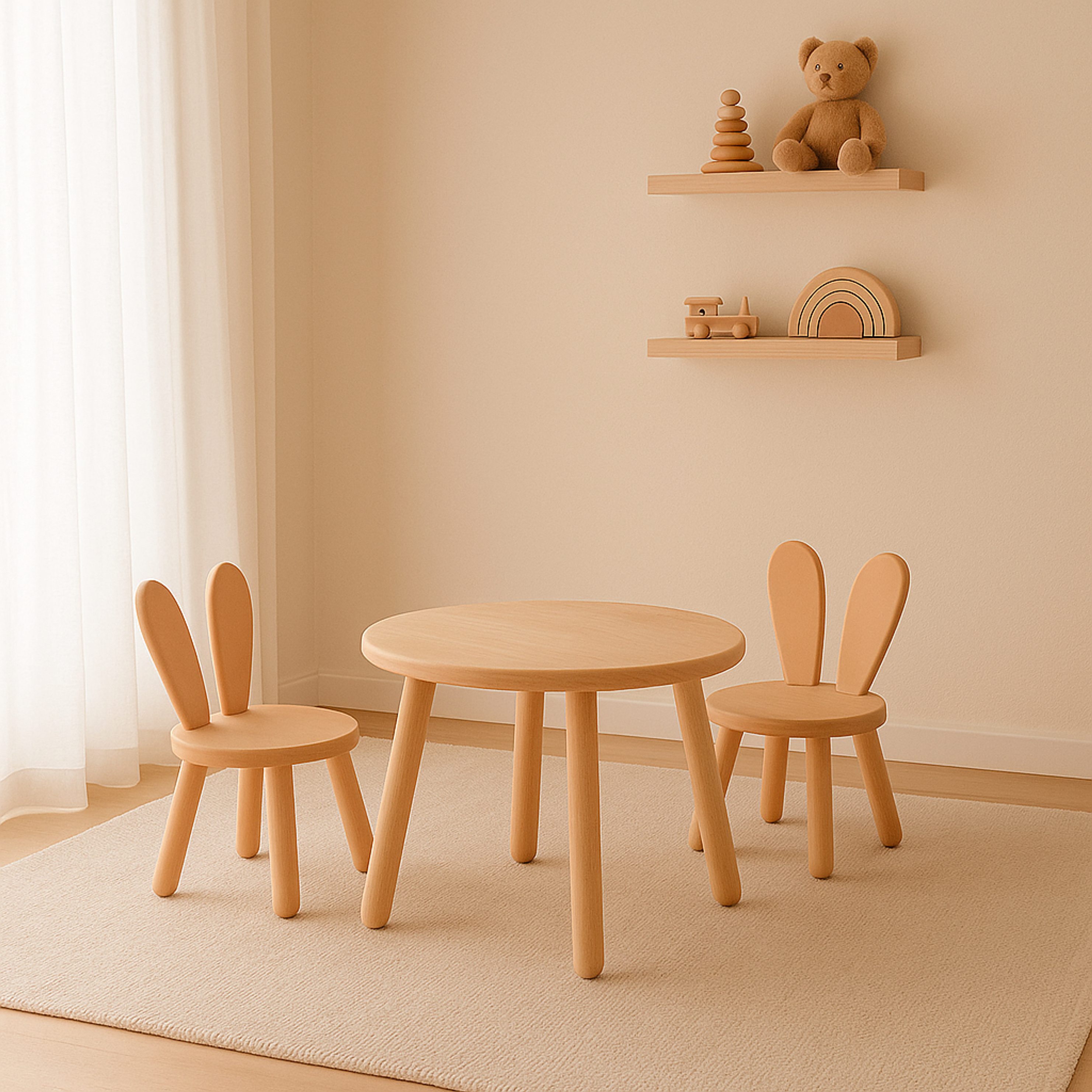 Conjunto de mesa infantil + 2 sillas bunny  1