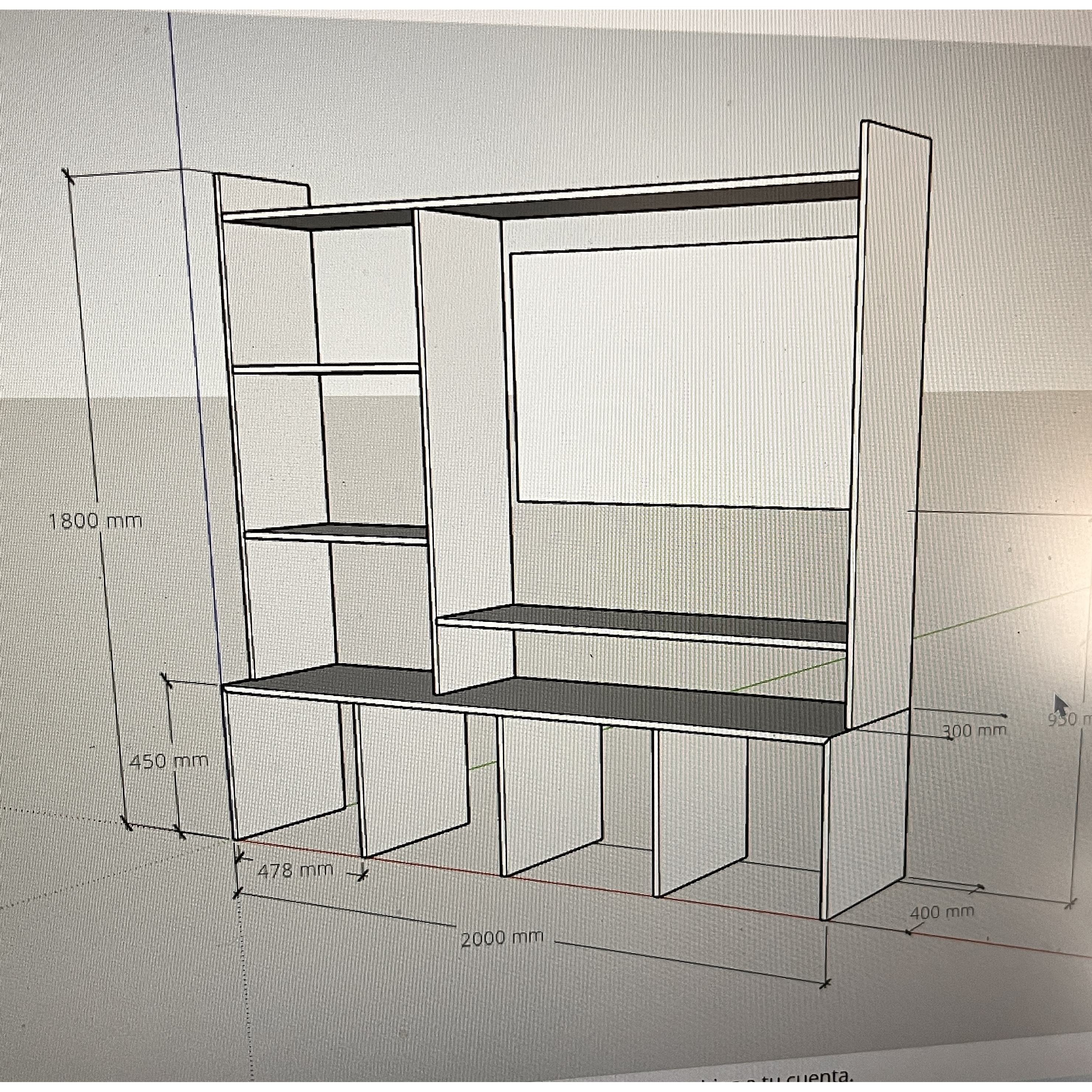 Proyecto rack personalizado madera blanqueada / 200x180x40 cm.  3
