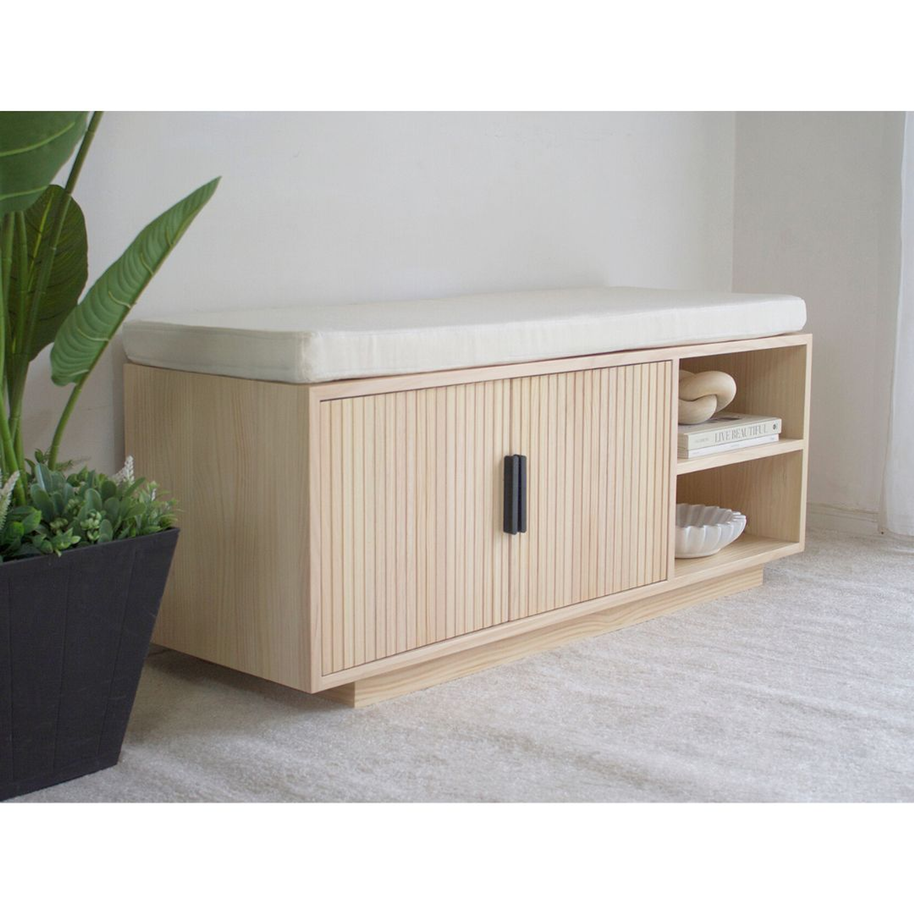 Recibidor zapatero / modelo Florent blanqueado (incluye colchoneta) 1