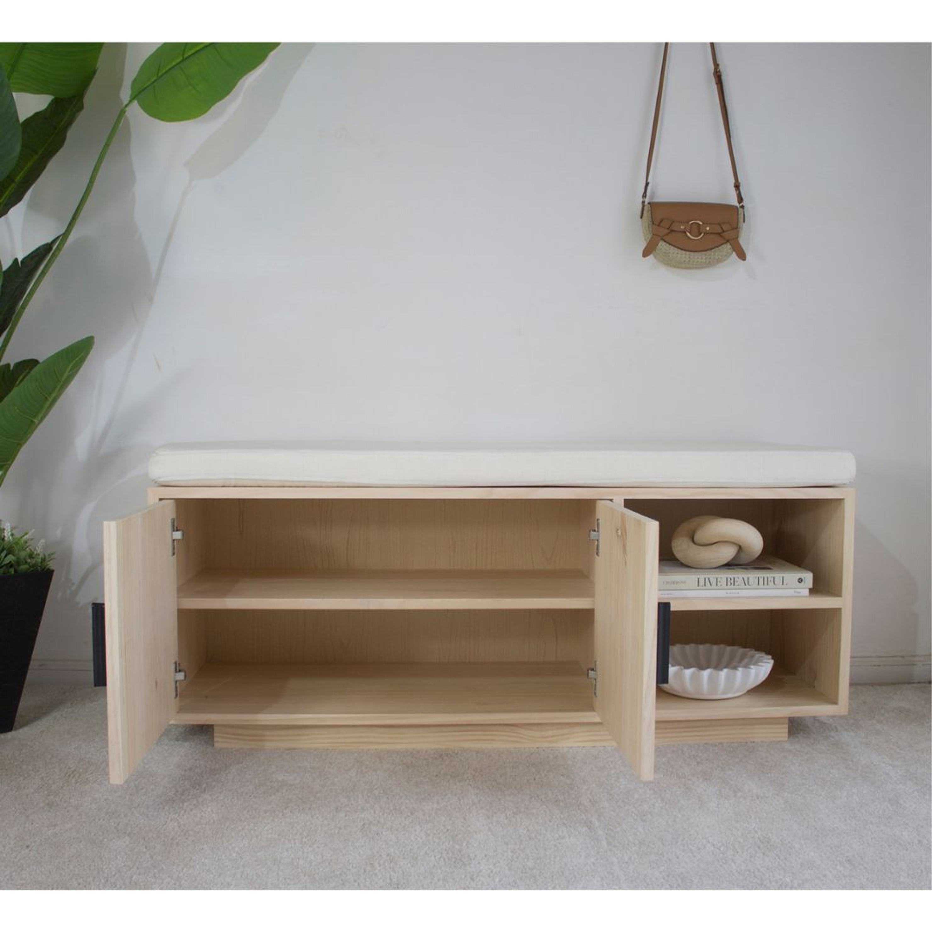 Recibidor zapatero / modelo Florent blanqueado (incluye colchoneta) 2