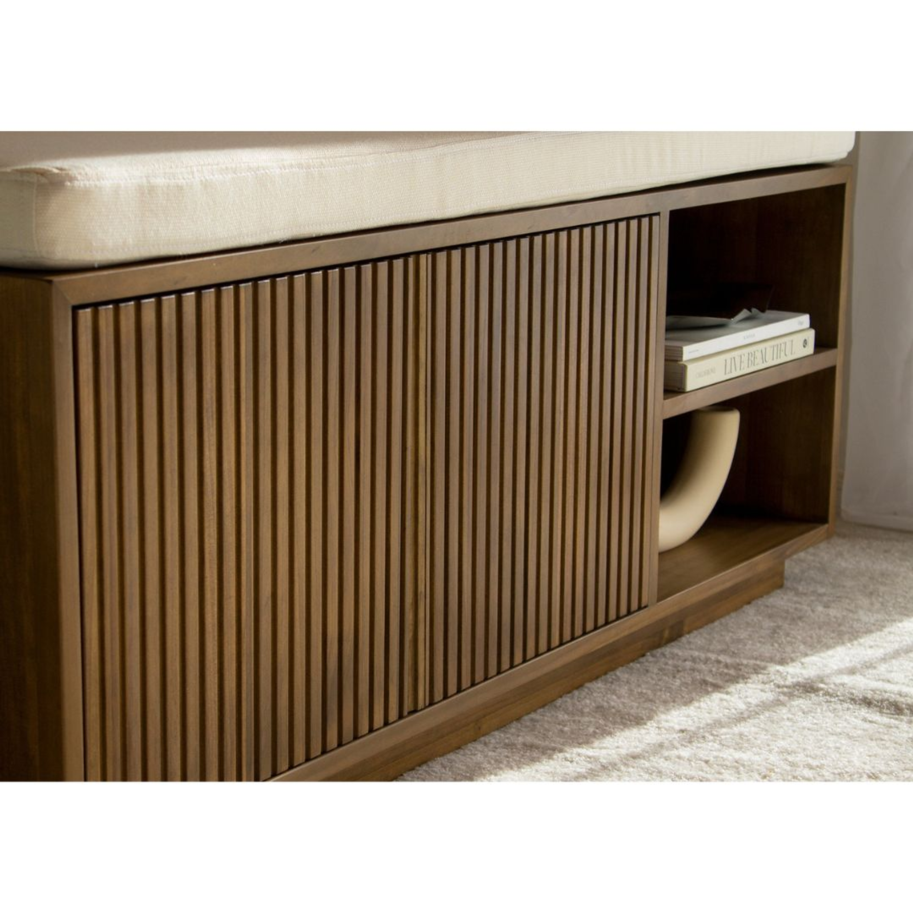 Recibidor zapatero / modelo Florent tinte nogal (incluye colchoneta) 3