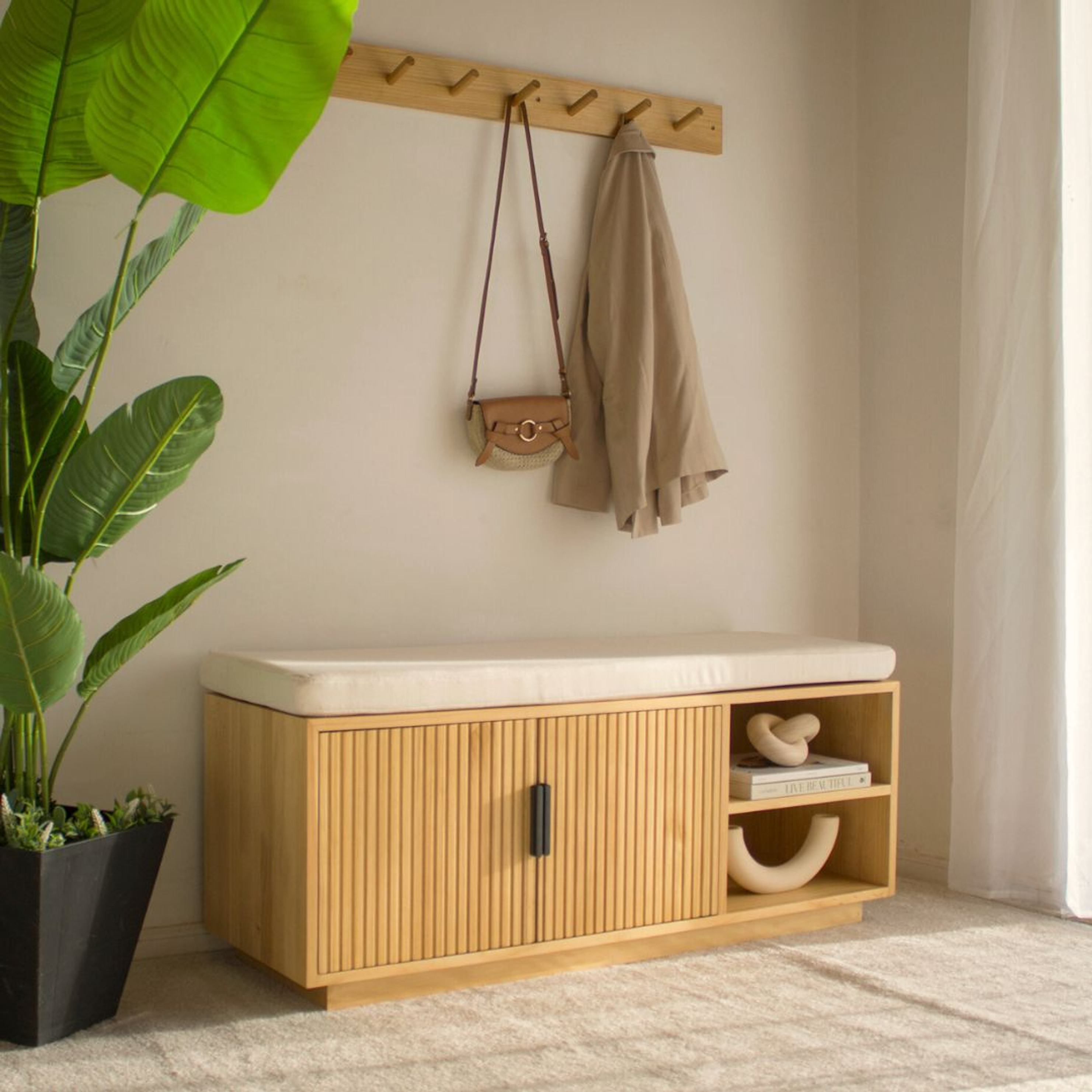 Recibidor zapatero / modelo Florent tinte ámbar (incluye colchoneta) 1