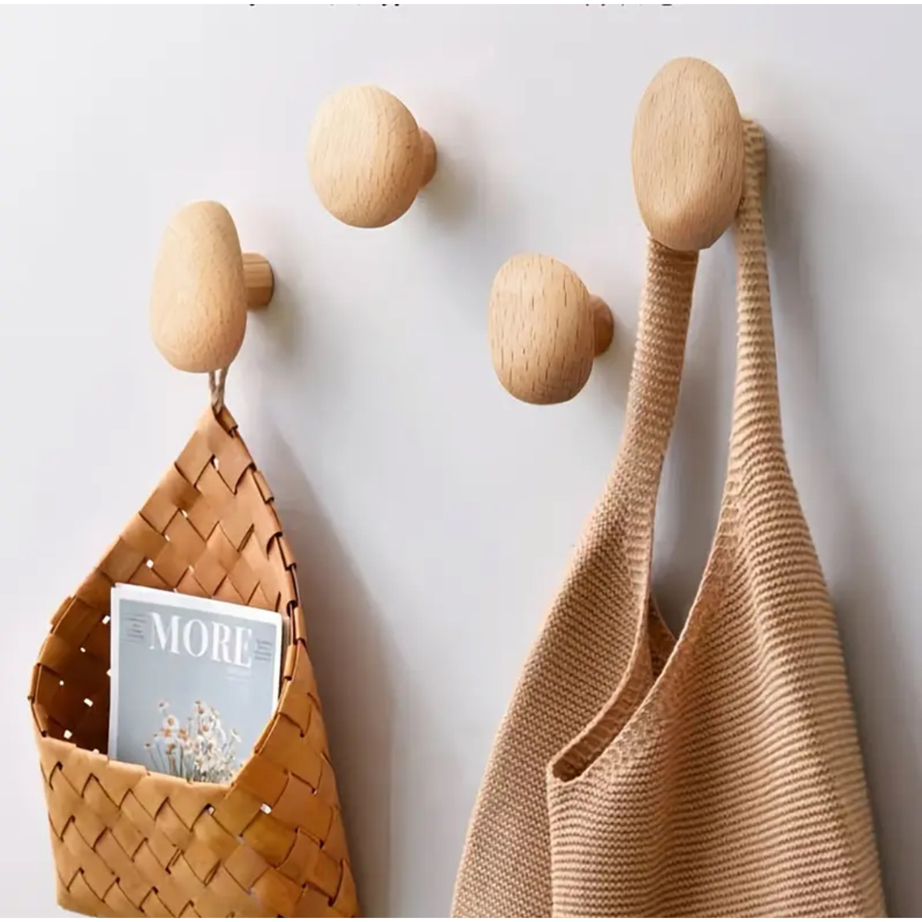 Set 4 percheros de madera diseño orgánico  2