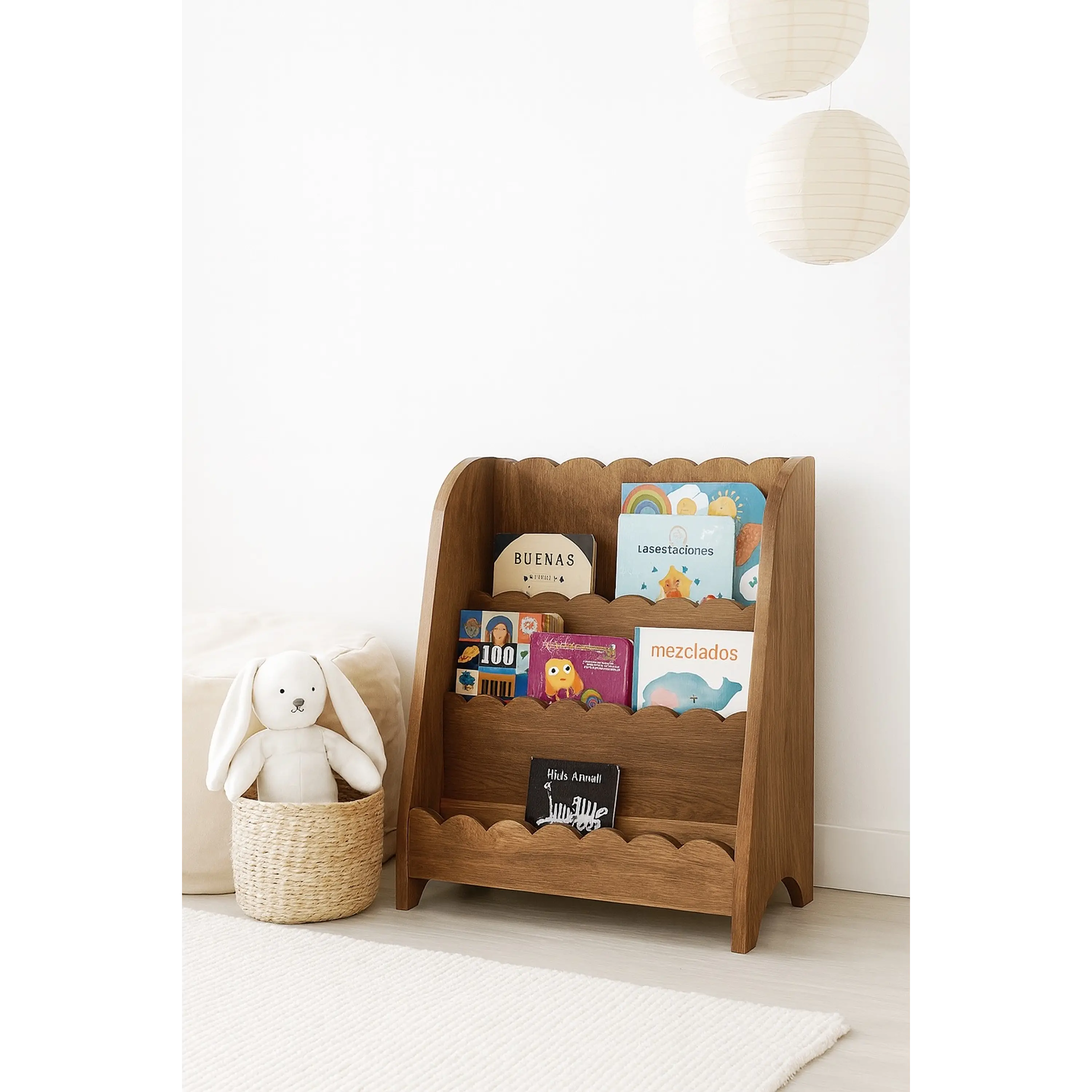 Librero infantil de madera Scalloped / Hecho de madera maciza  1