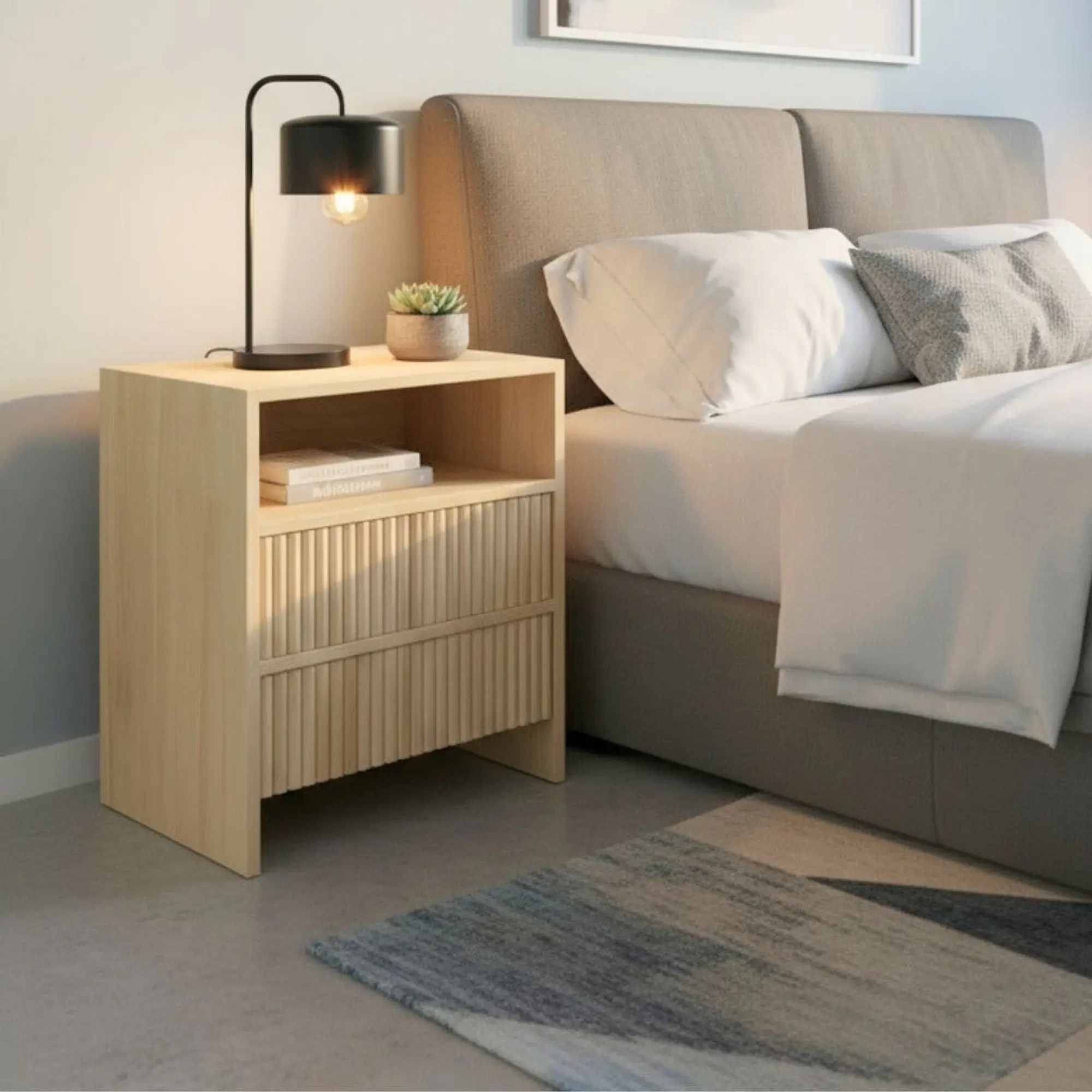 Velador de madera / Modelo Nook 2 cajones  1