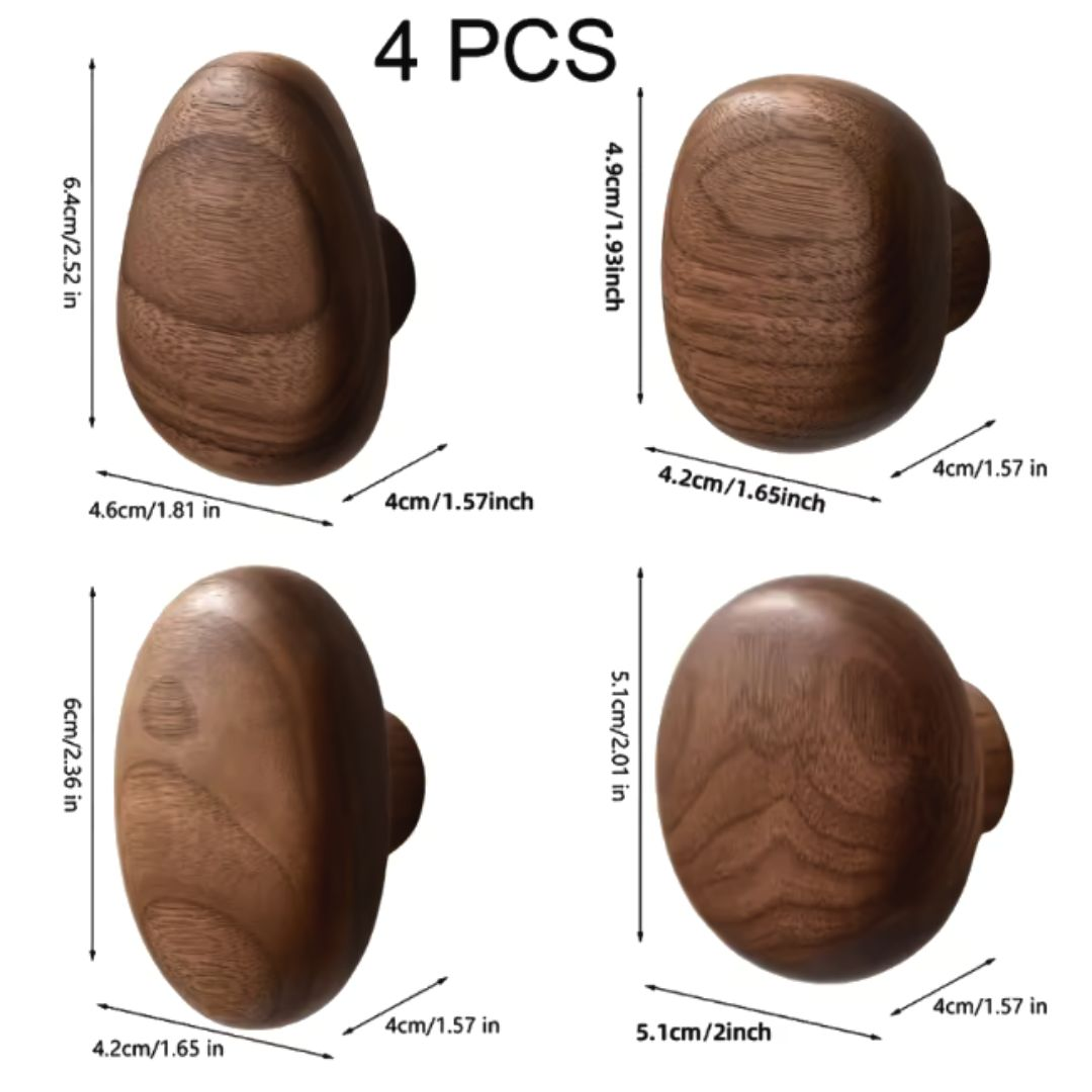 Set 4 percheros de madera diseño orgánico  5