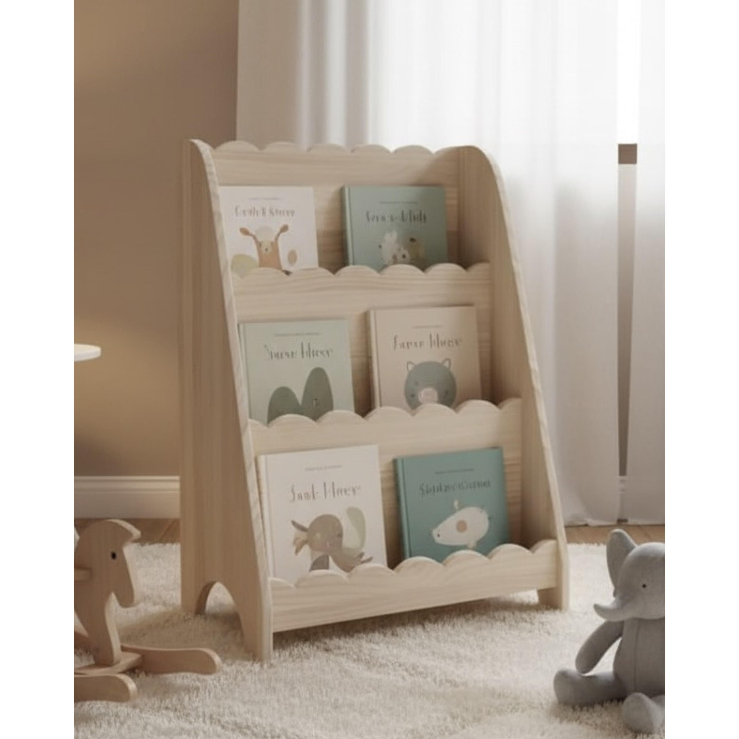 Librero infantil de madera Scalloped / Tinte nogal  2