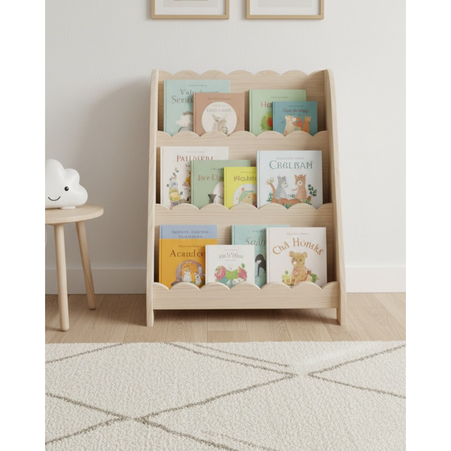 Librero infantil de madera Scalloped / Tinte nogal  3