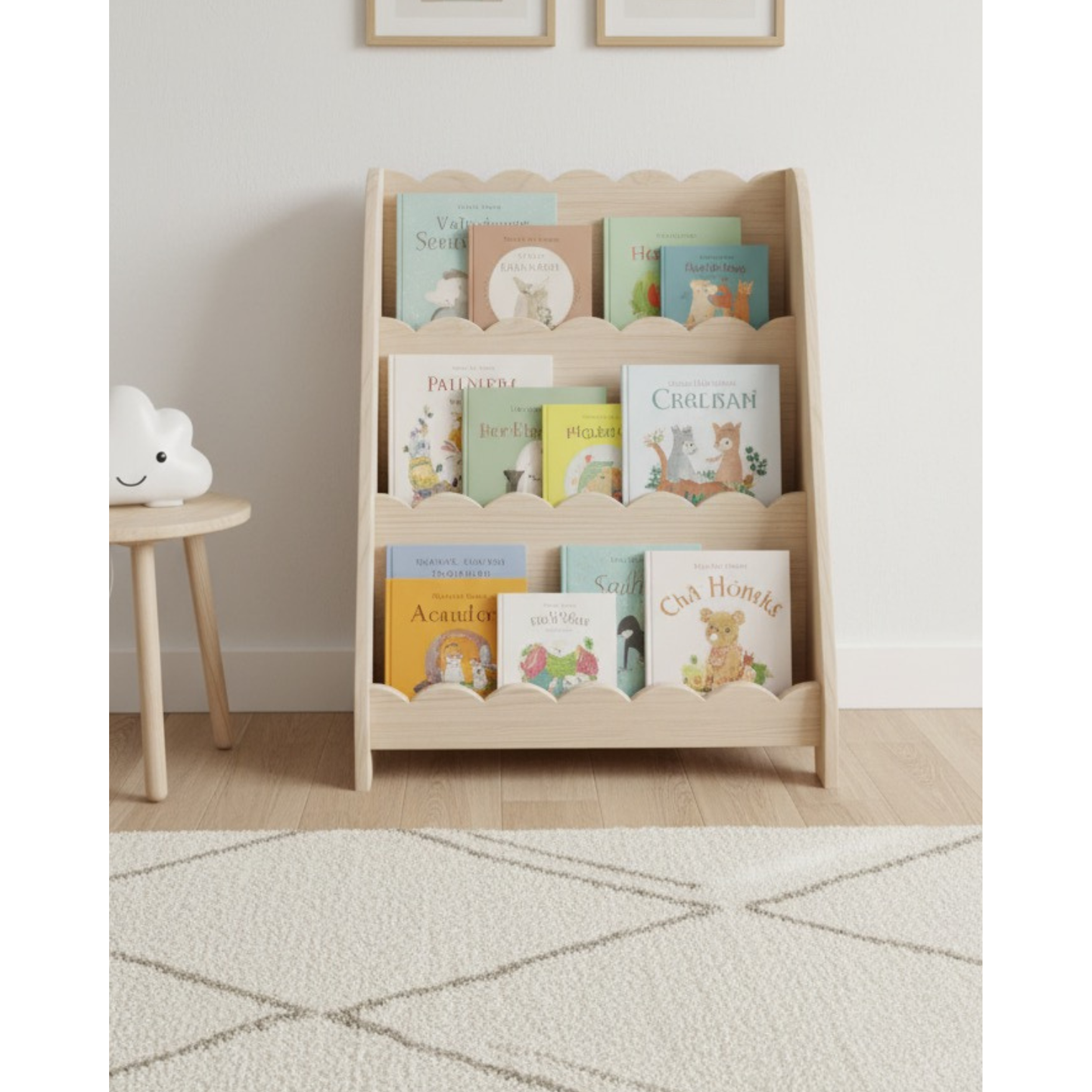 Librero infantil de madera Scalloped / Tinte nogal  3