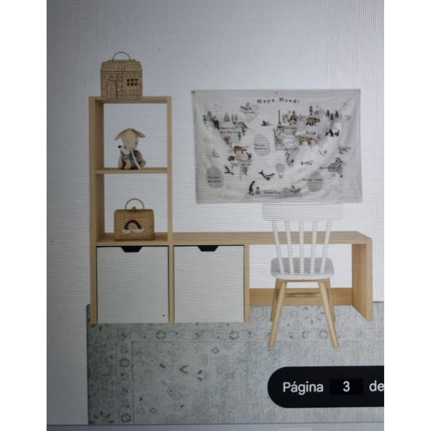 Escritorio Infantil / Organizador 2 cajones con ruedas ocultas  4