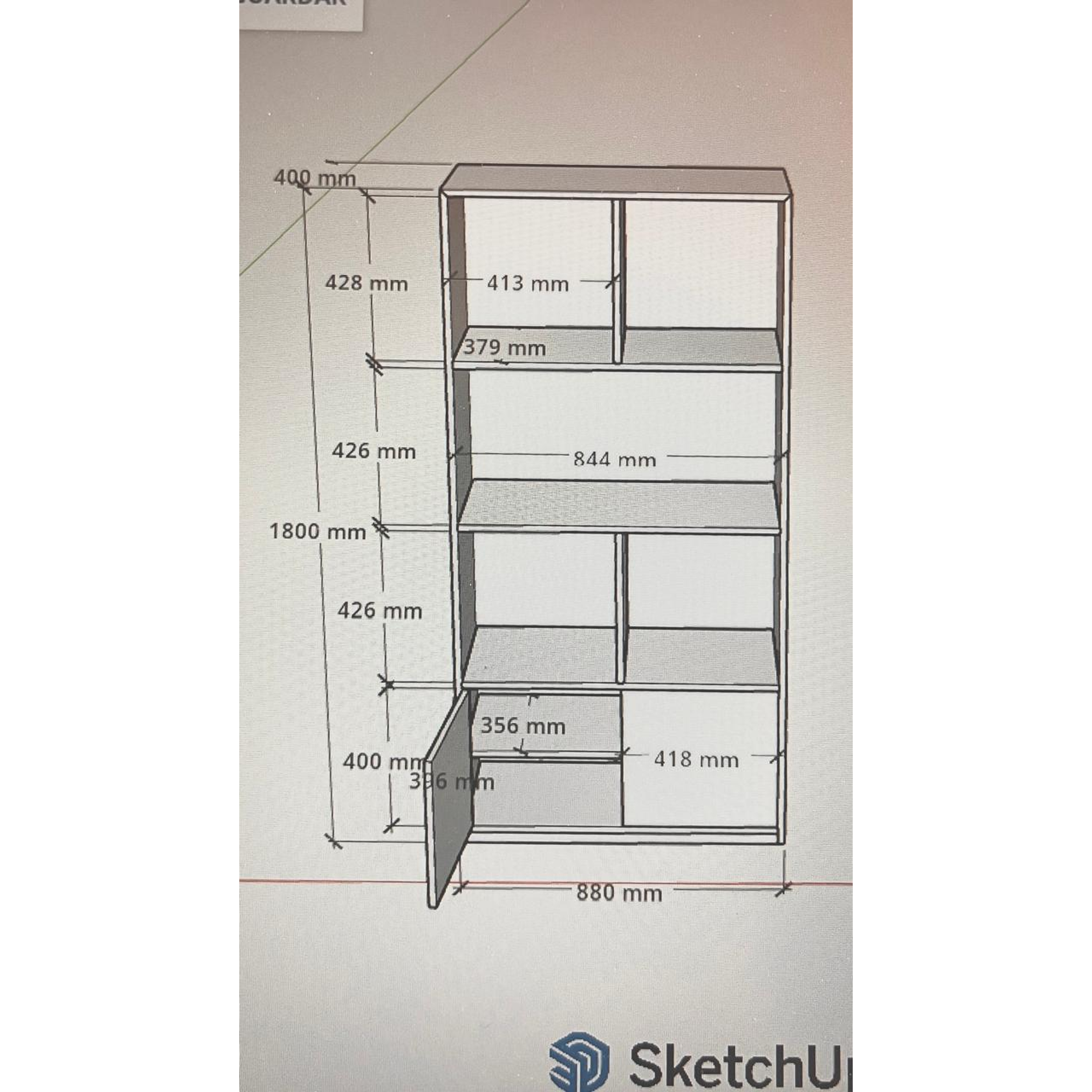 Mueble librero personalizado / Madera blanqueada con puertas de palilaje redondeado  2