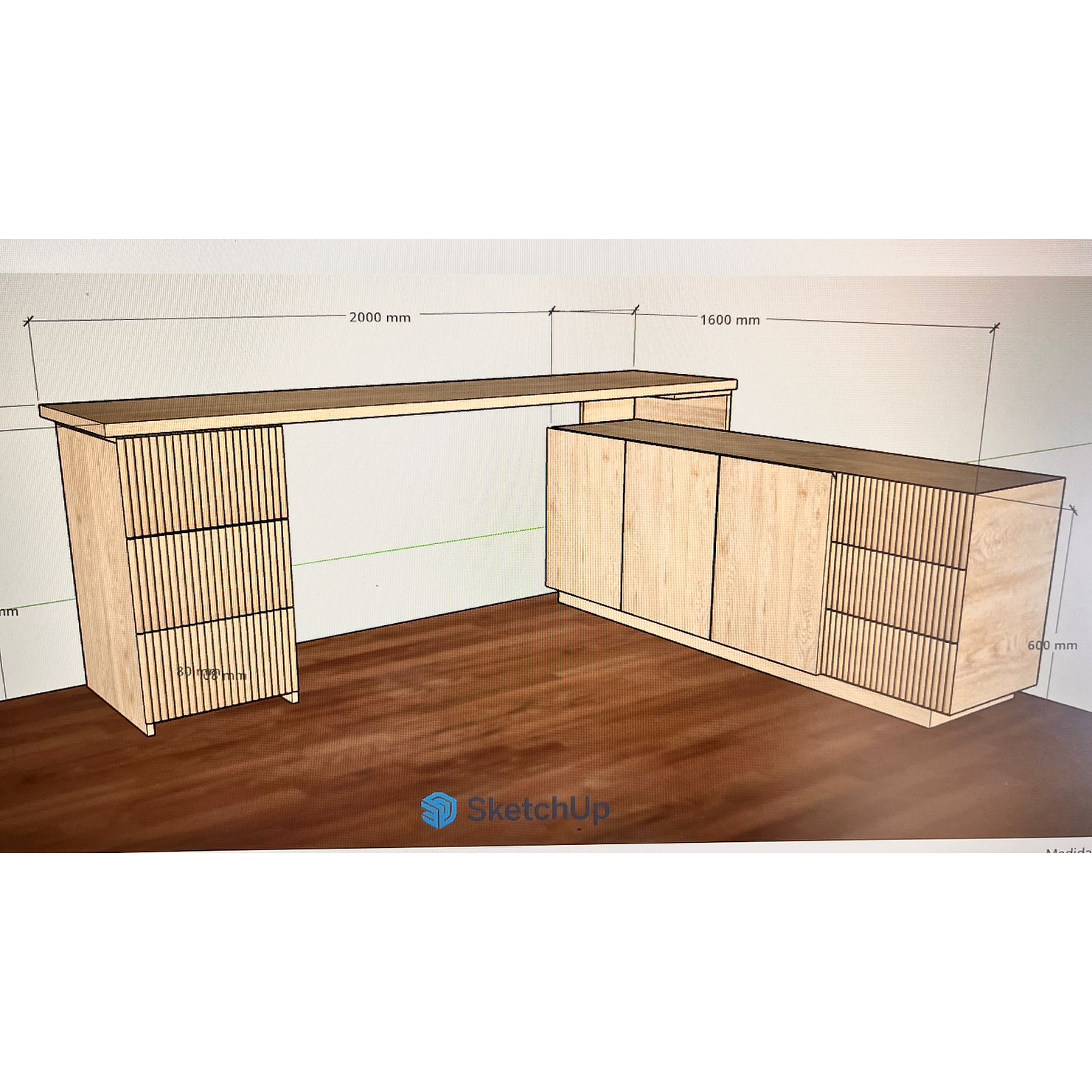 Proyecto escritorio personalizado / Madera blanqueada (6 cajones)  1