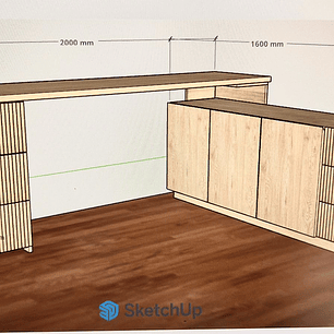 Proyecto escritorio personalizado / Madera blanqueada (6 cajones) 