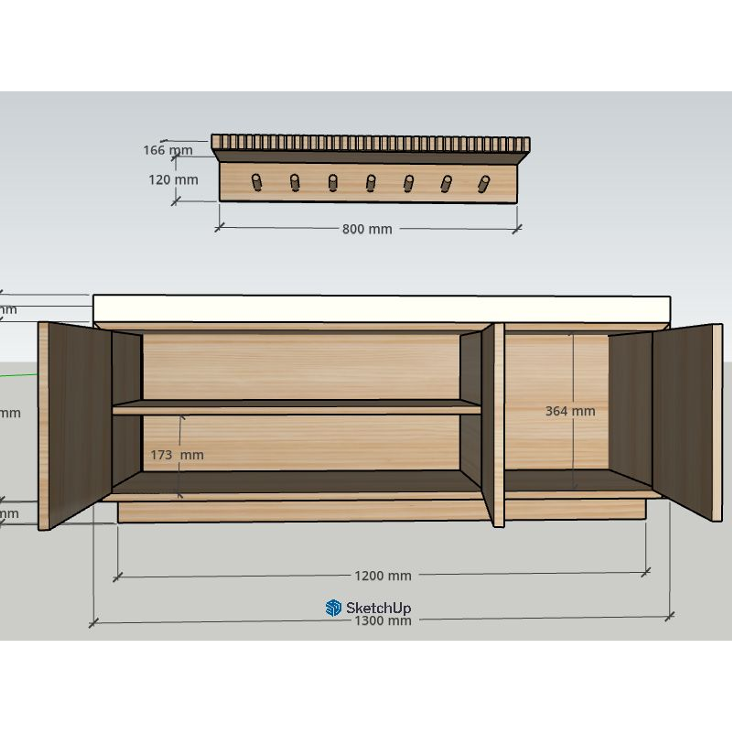 Proyecto recibidor zapatero modelo Florent blanqueado con perchero Ribe  / personalizado  3