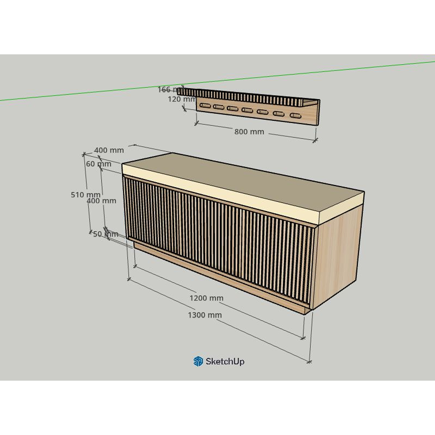 Proyecto recibidor zapatero modelo Florent blanqueado con perchero Ribe  / personalizado  2