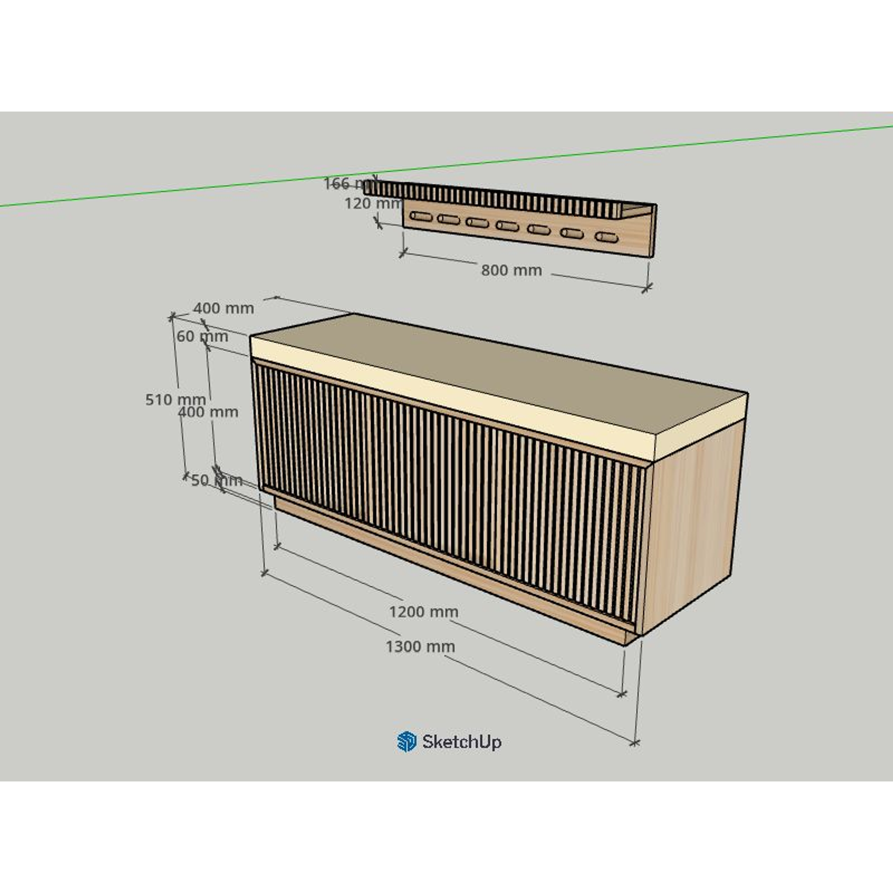 Proyecto recibidor zapatero modelo Florent blanqueado con perchero Ribe  / personalizado  2