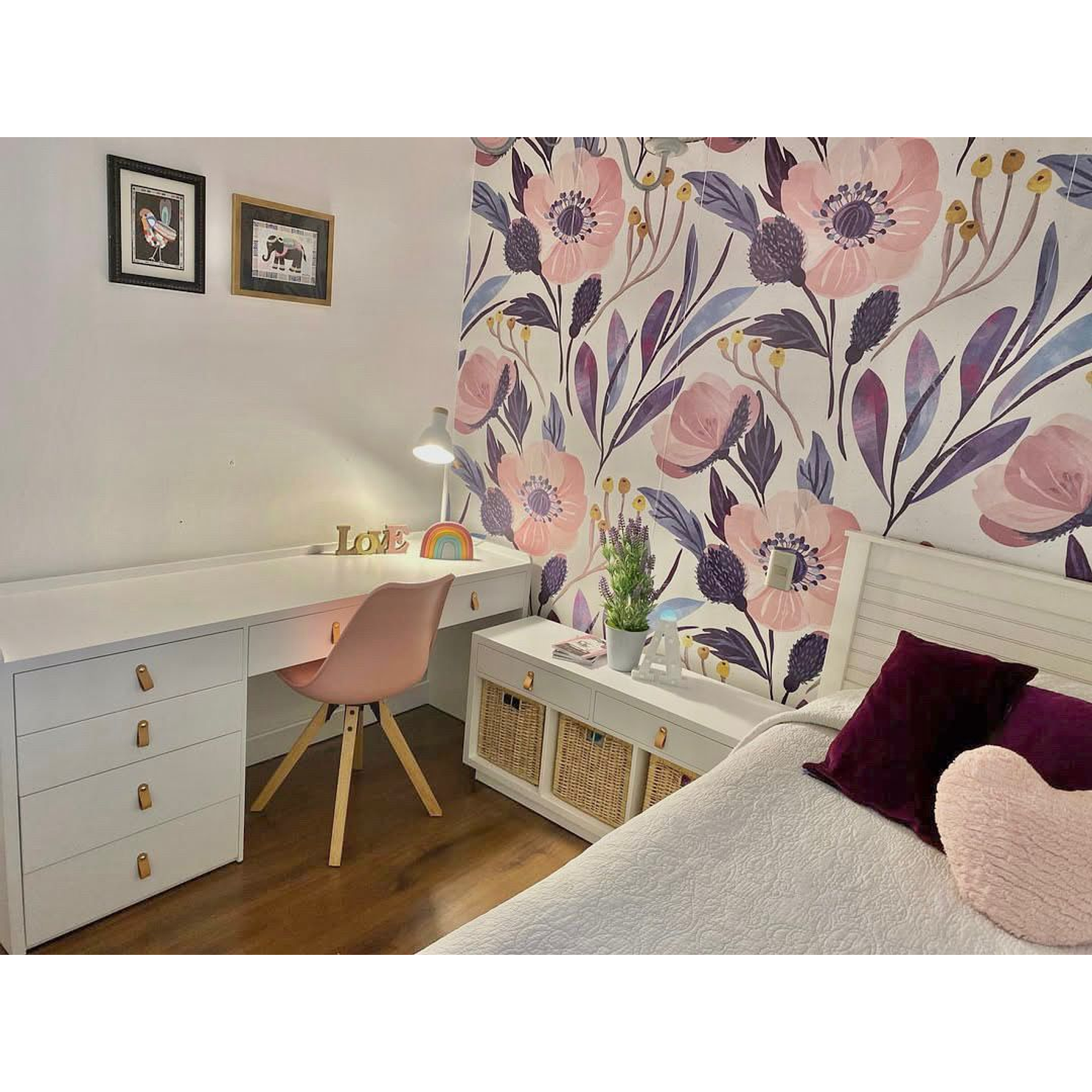 Proyecto personalizado escritorio y velador blanco  2