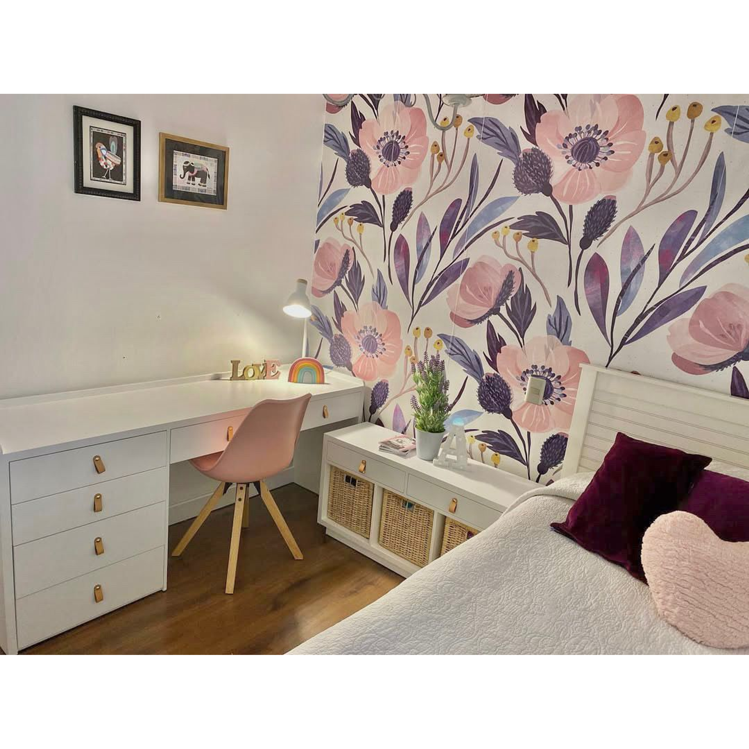 Proyecto personalizado escritorio y velador blanco  2