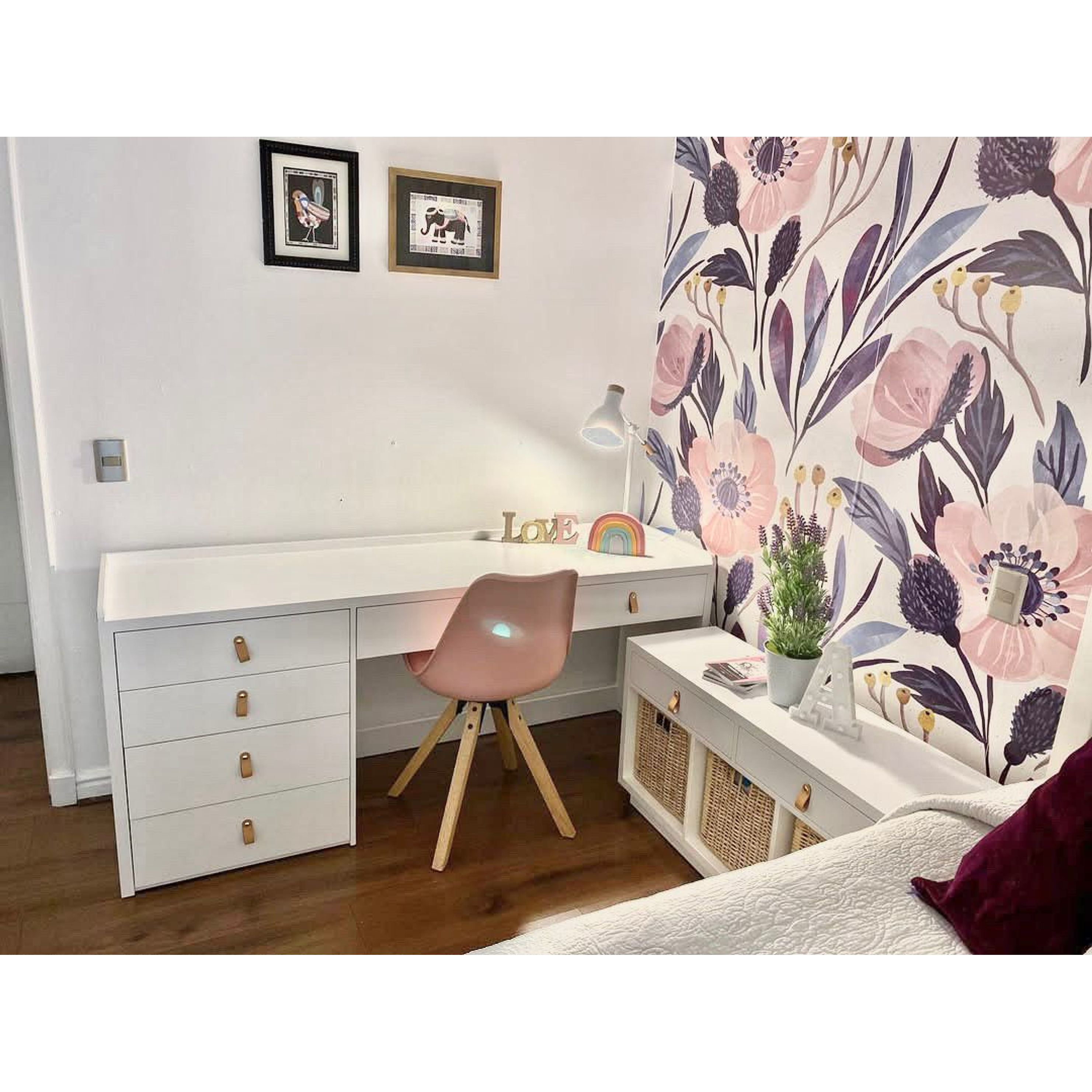 Proyecto personalizado escritorio y velador blanco  1