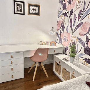 Proyecto personalizado escritorio y velador blanco 