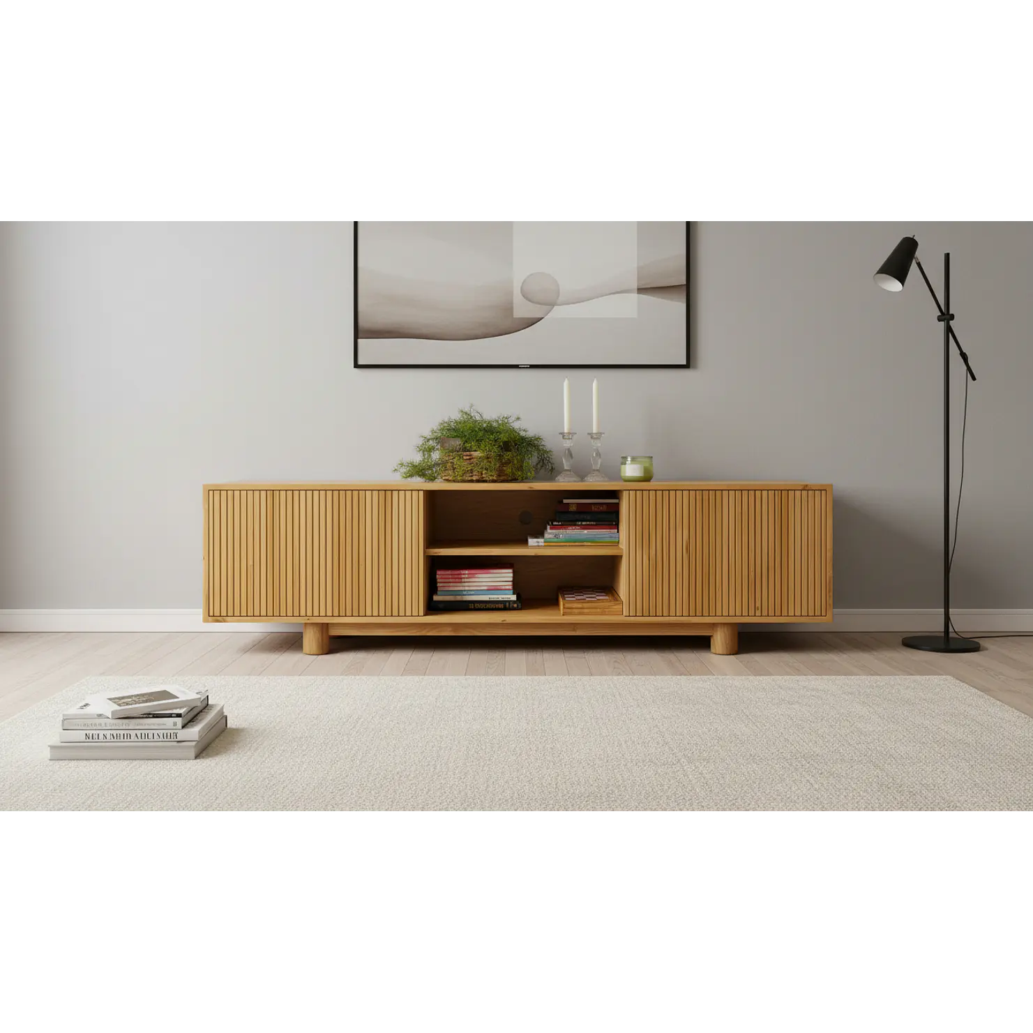 Rack Vicenza hecho de madera maciza (opción patas madera o fierro)  1