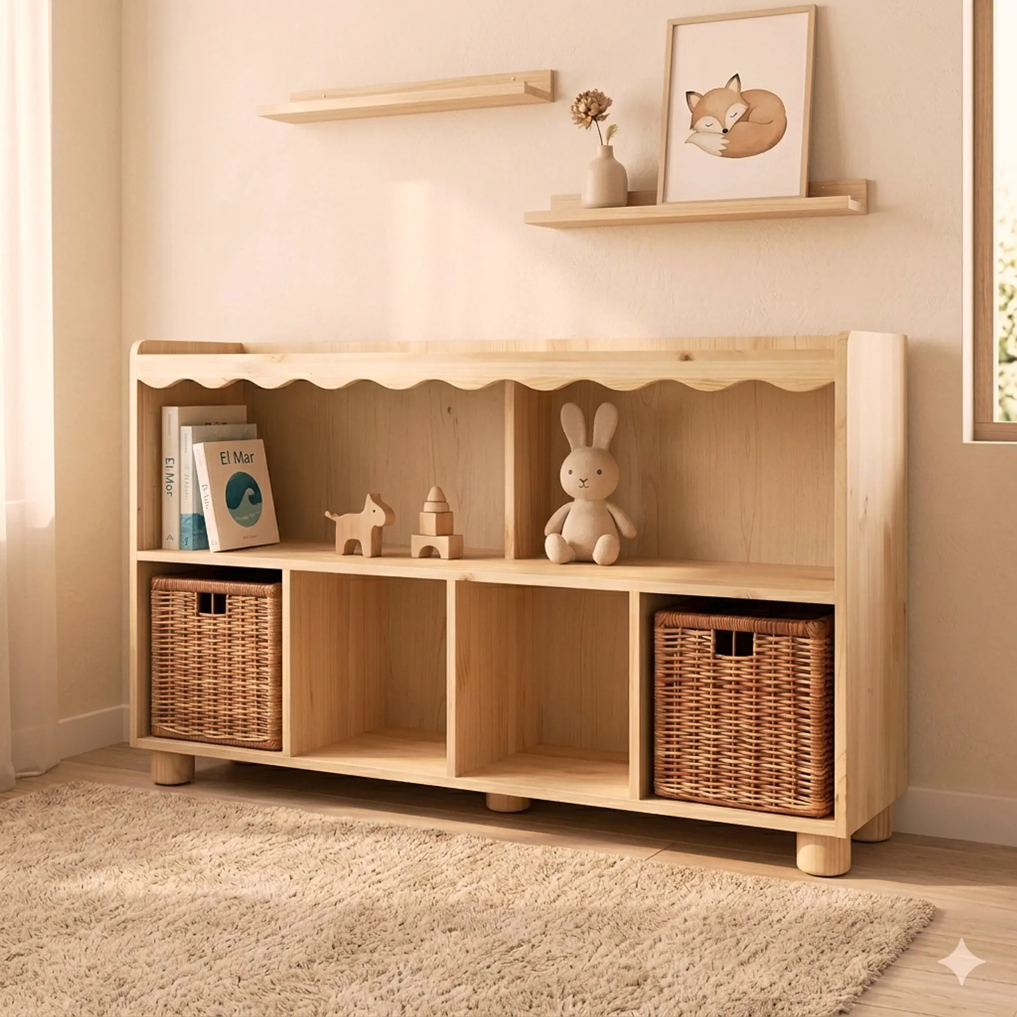 Mueble organizador infantil Waves de madera maciza  1